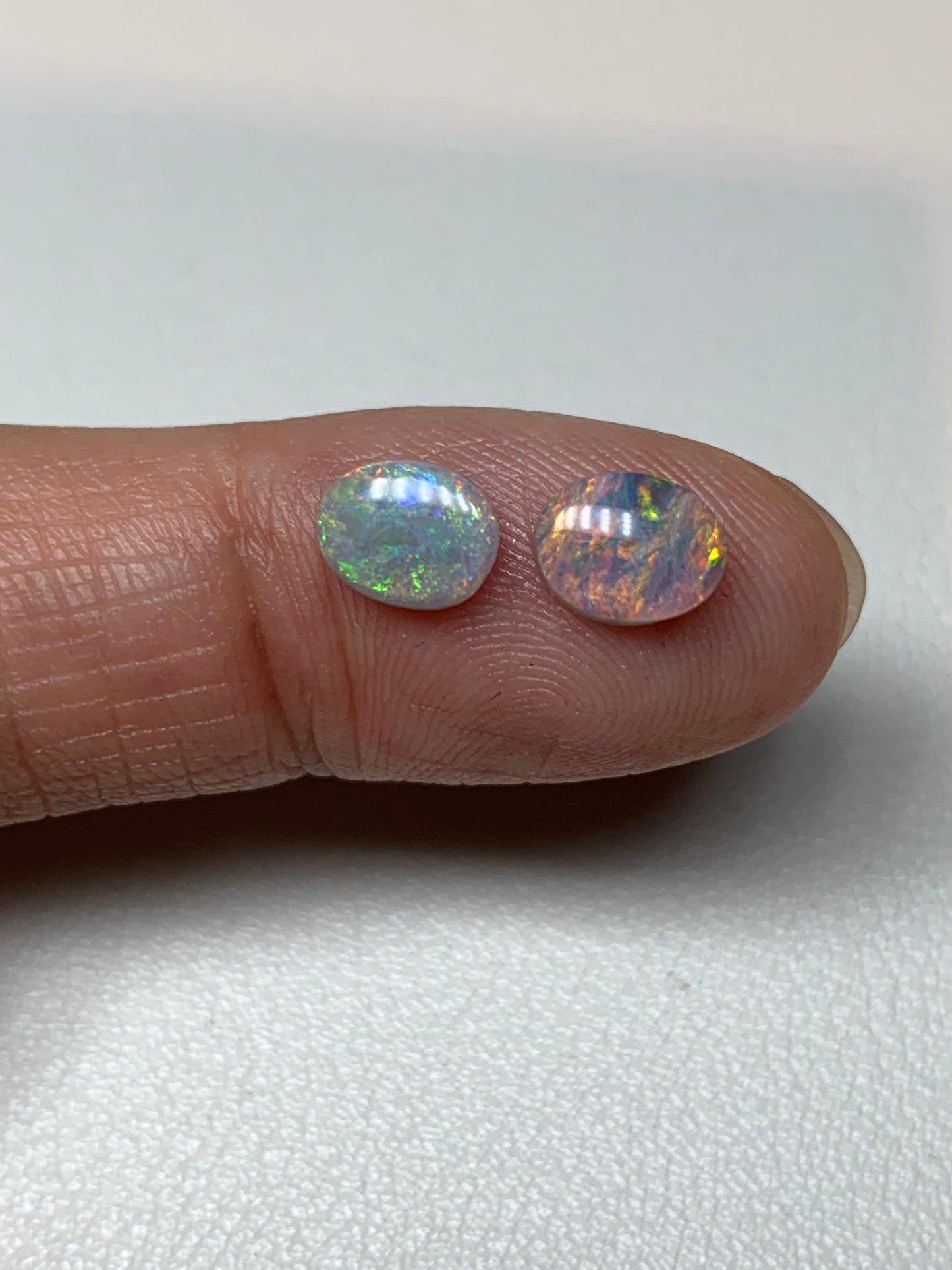 Multicolour Sparkles. Lightning Ridge Opal Pair. 1.14 Ct