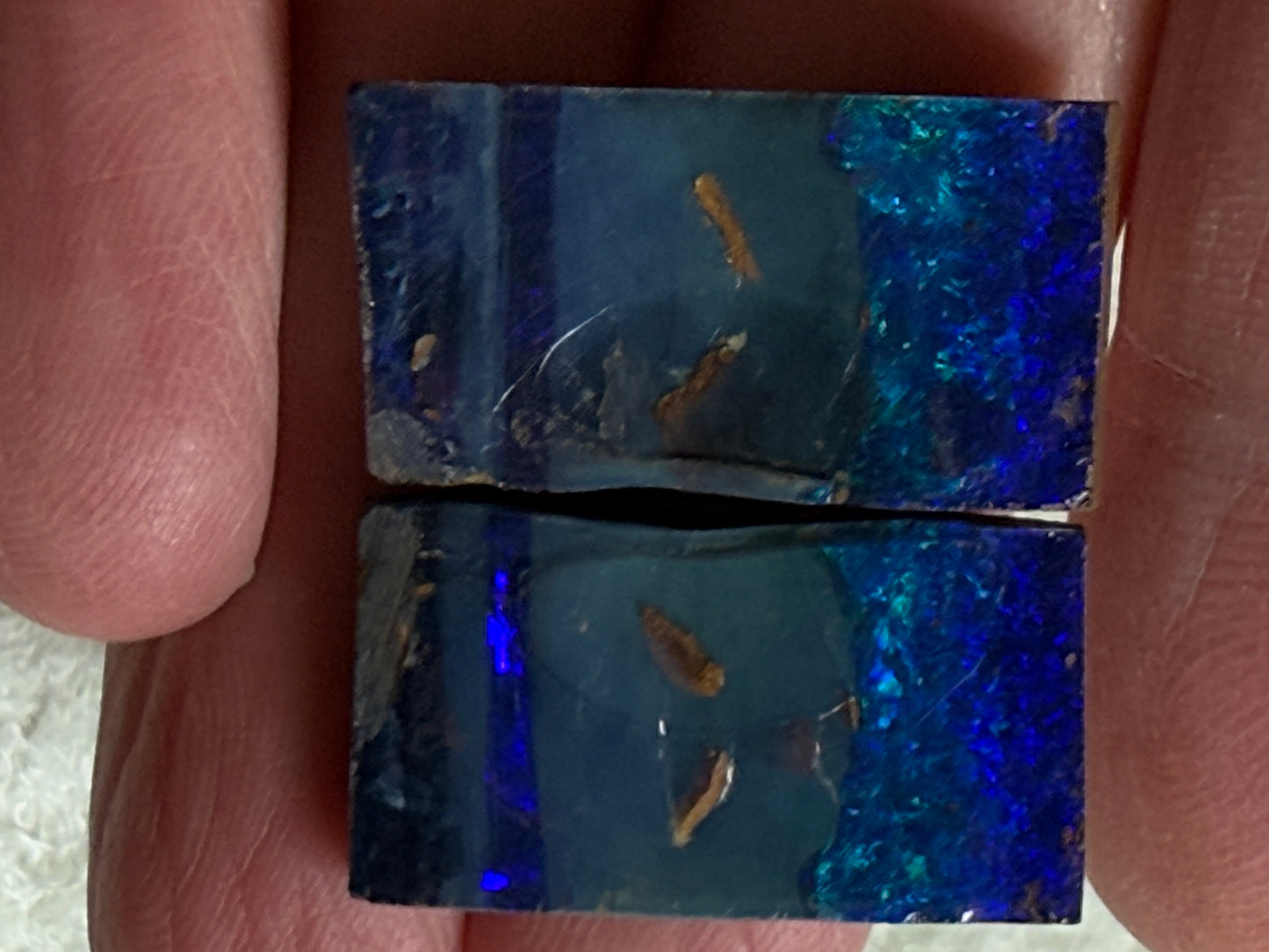 Split Pair Boulder Opal Rubs. 45 Carats