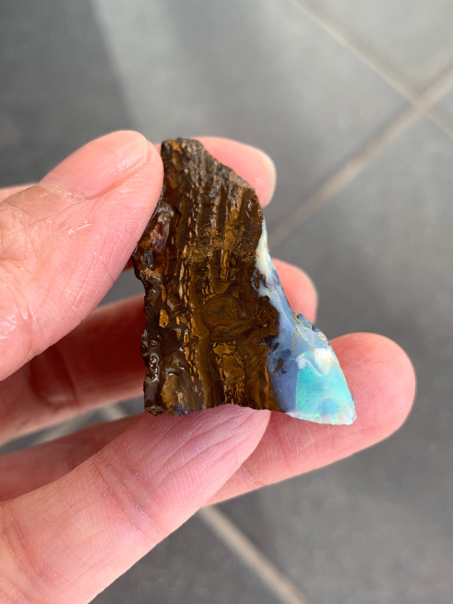 Bargain Parcel of 3 Green Rough Boulder Opal Rocks. 95 Grams.