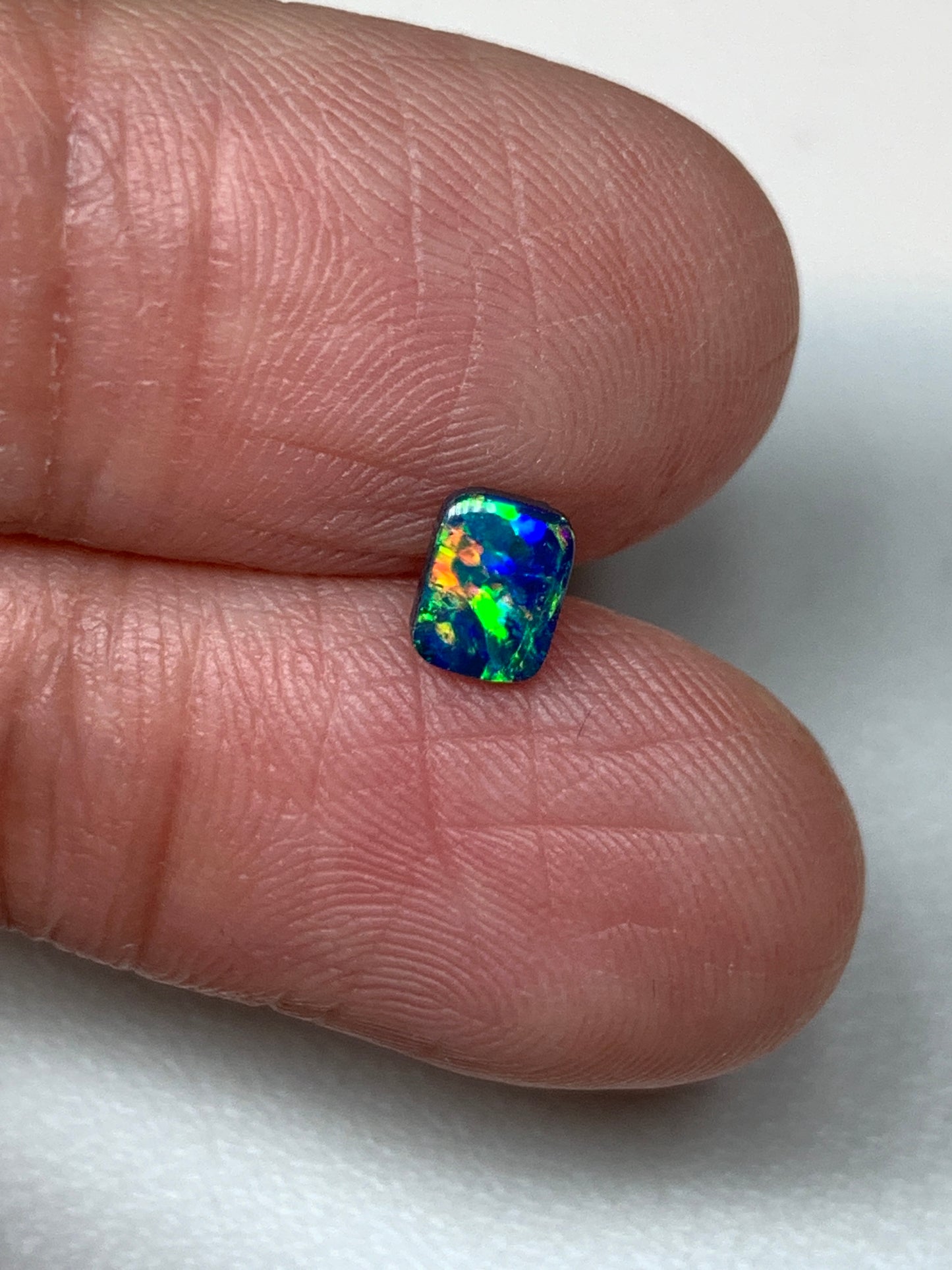 Long Square. Lightning Ridge Doublet Black Opal. 0.35 Ct
