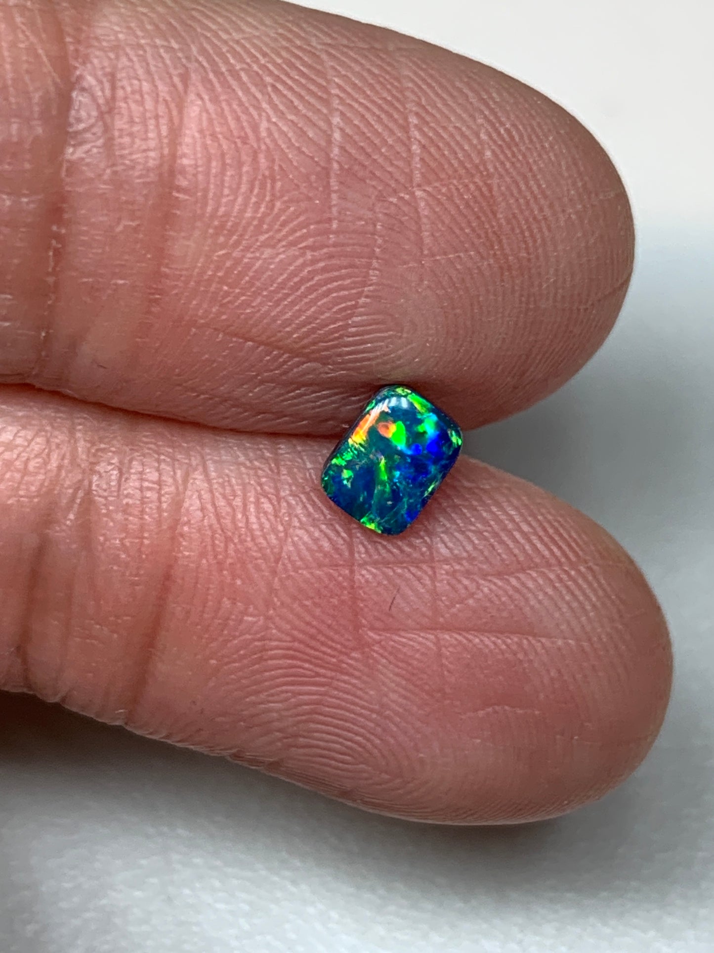 Long Square. Lightning Ridge Doublet Black Opal. 0.35 Ct