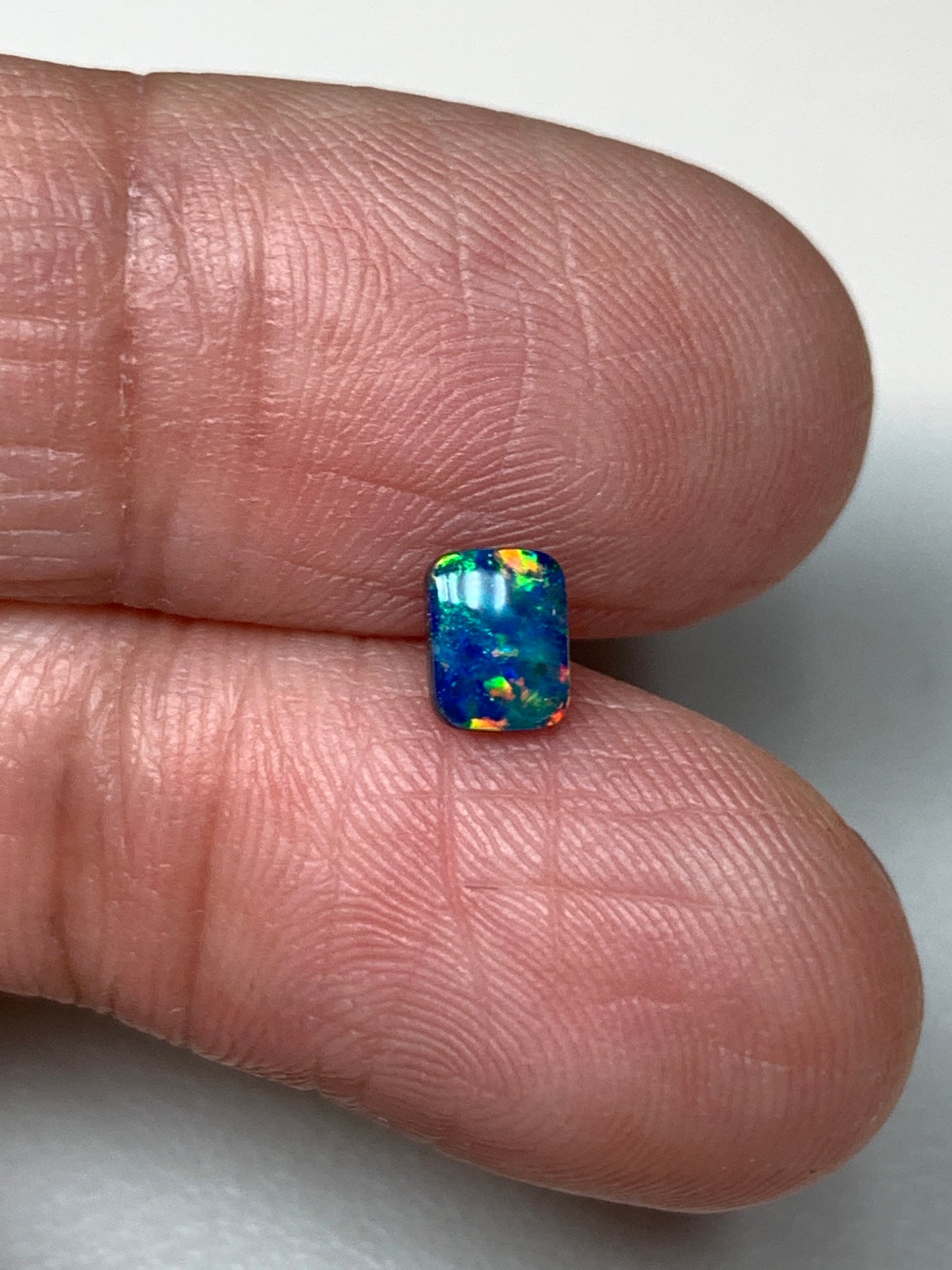Long Square. Lightning Ridge Doublet Black Opal. 0.35 Ct