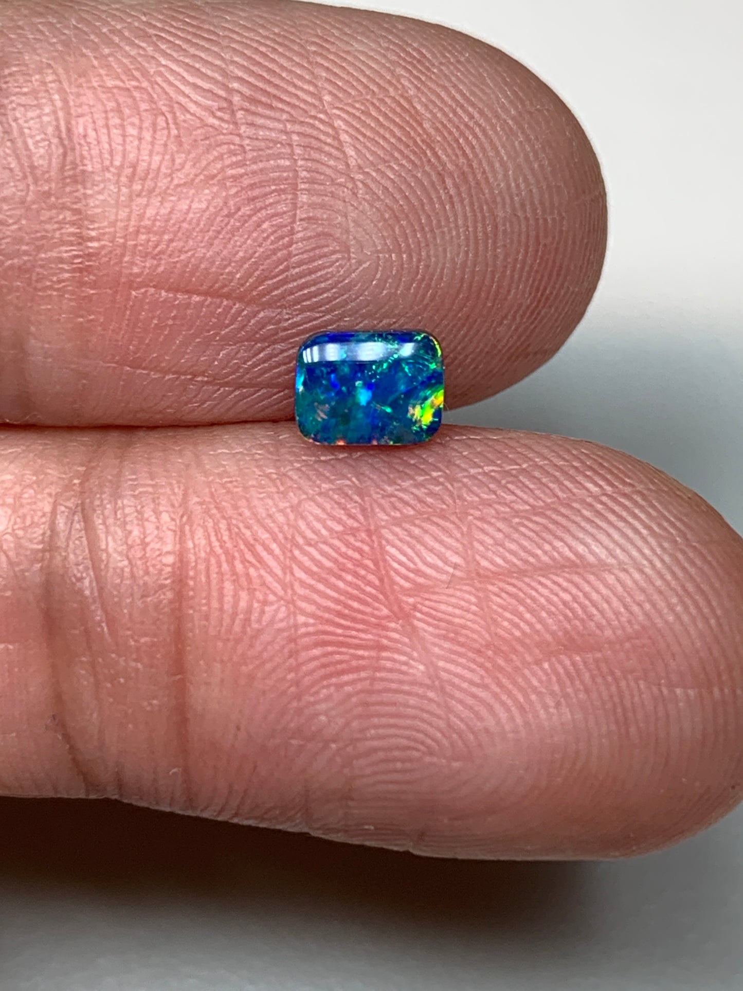 Long Square. Lightning Ridge Doublet Black Opal. 0.35 Ct