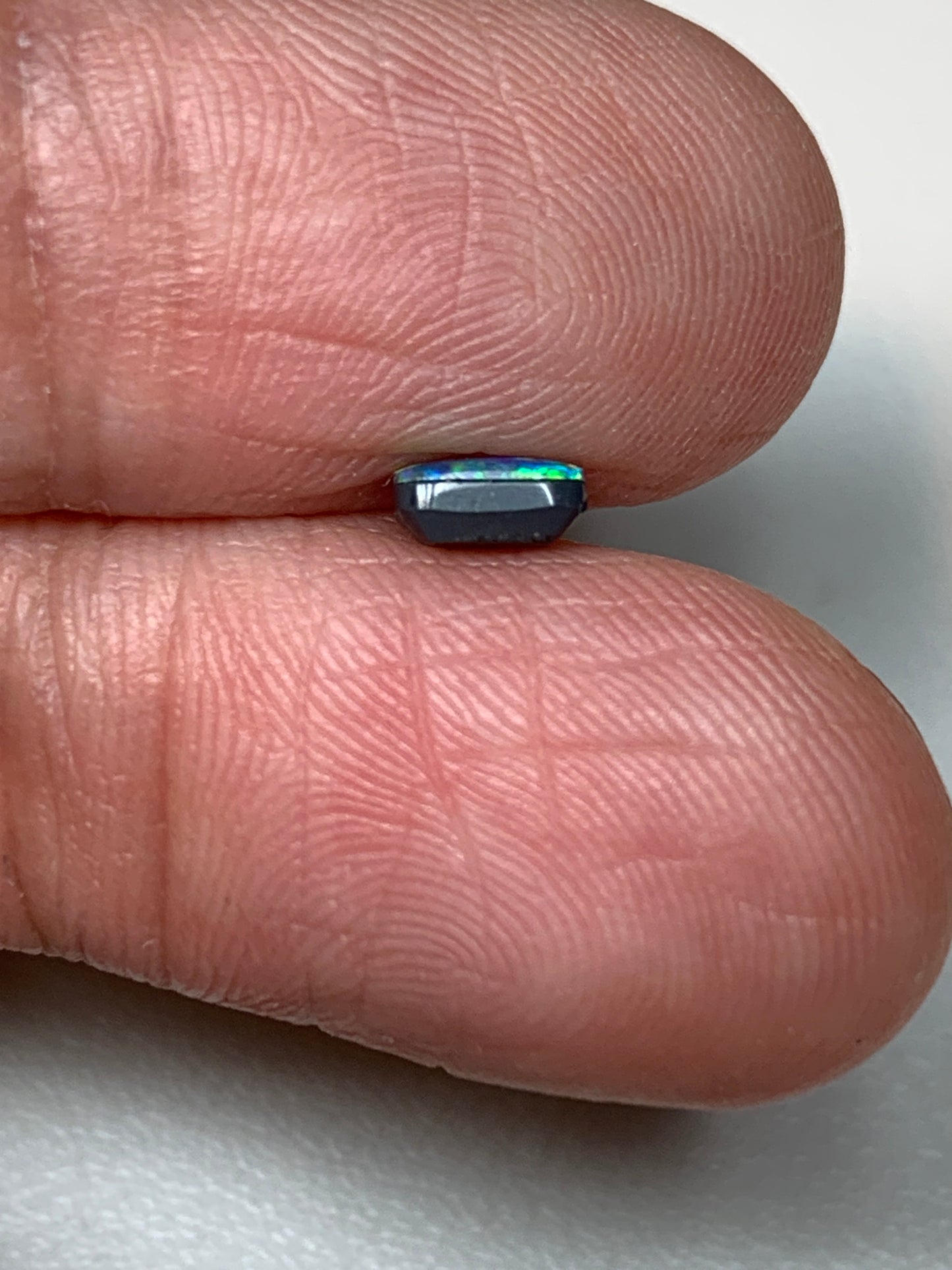 Long Square. Lightning Ridge Doublet Black Opal. 0.35 Ct