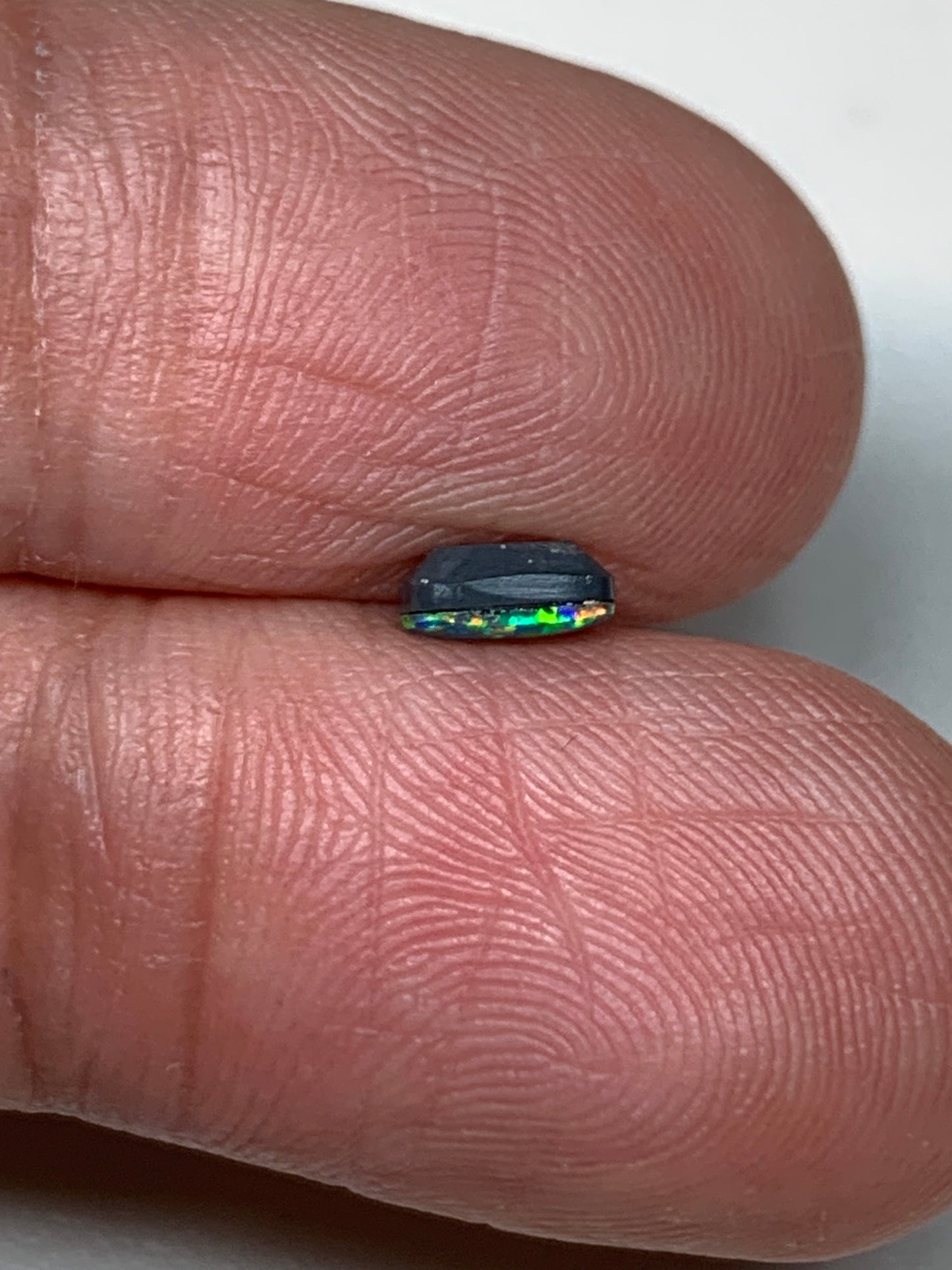 Long Square. Lightning Ridge Doublet Black Opal. 0.35 Ct