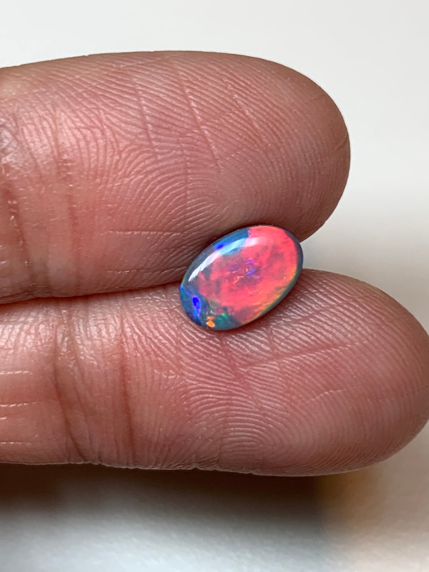 Full Red. Lightning Ridge Doublet Black Opal. 0.93 Ct