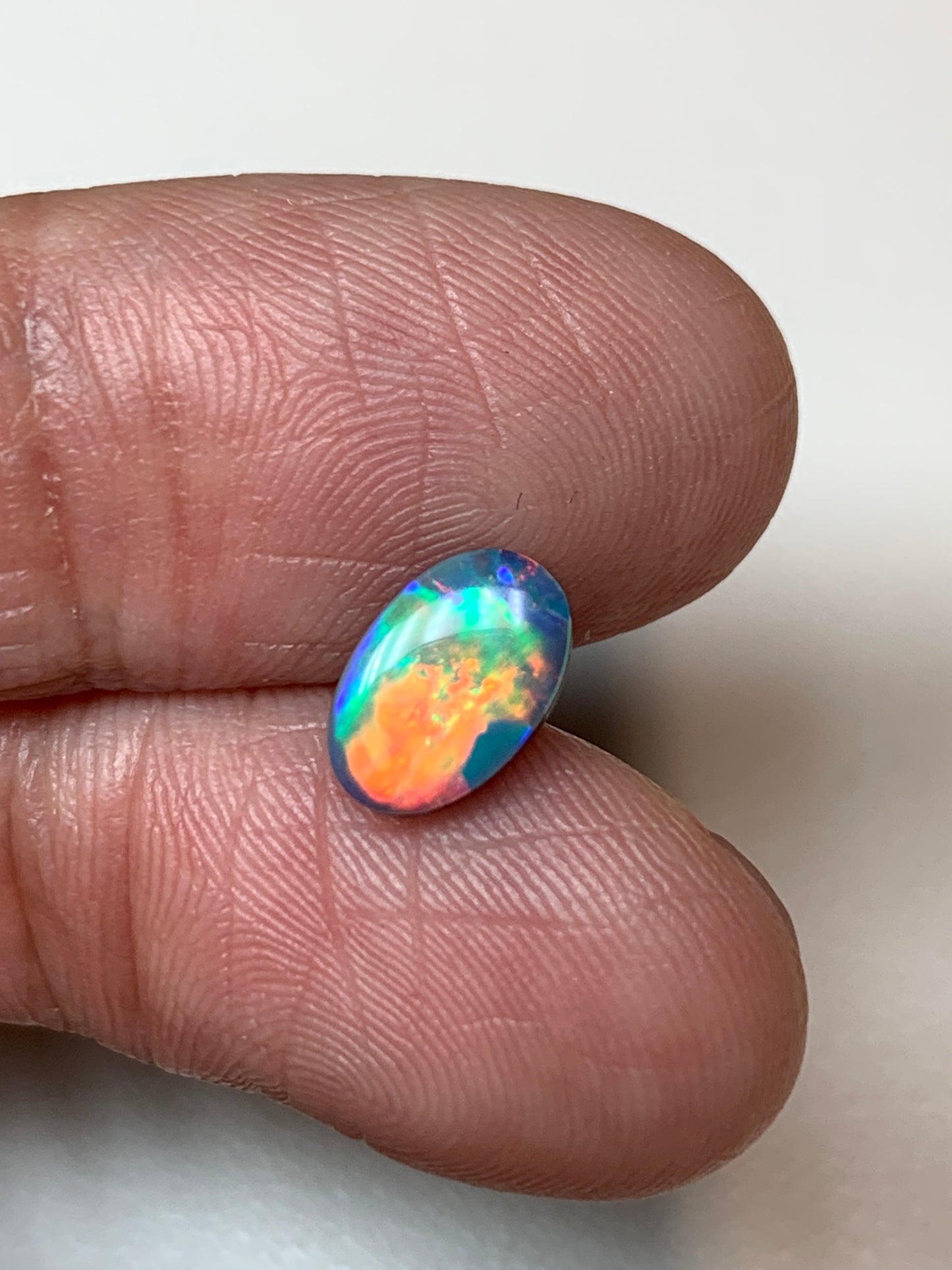 Full Red. Lightning Ridge Doublet Black Opal. 0.93 Ct