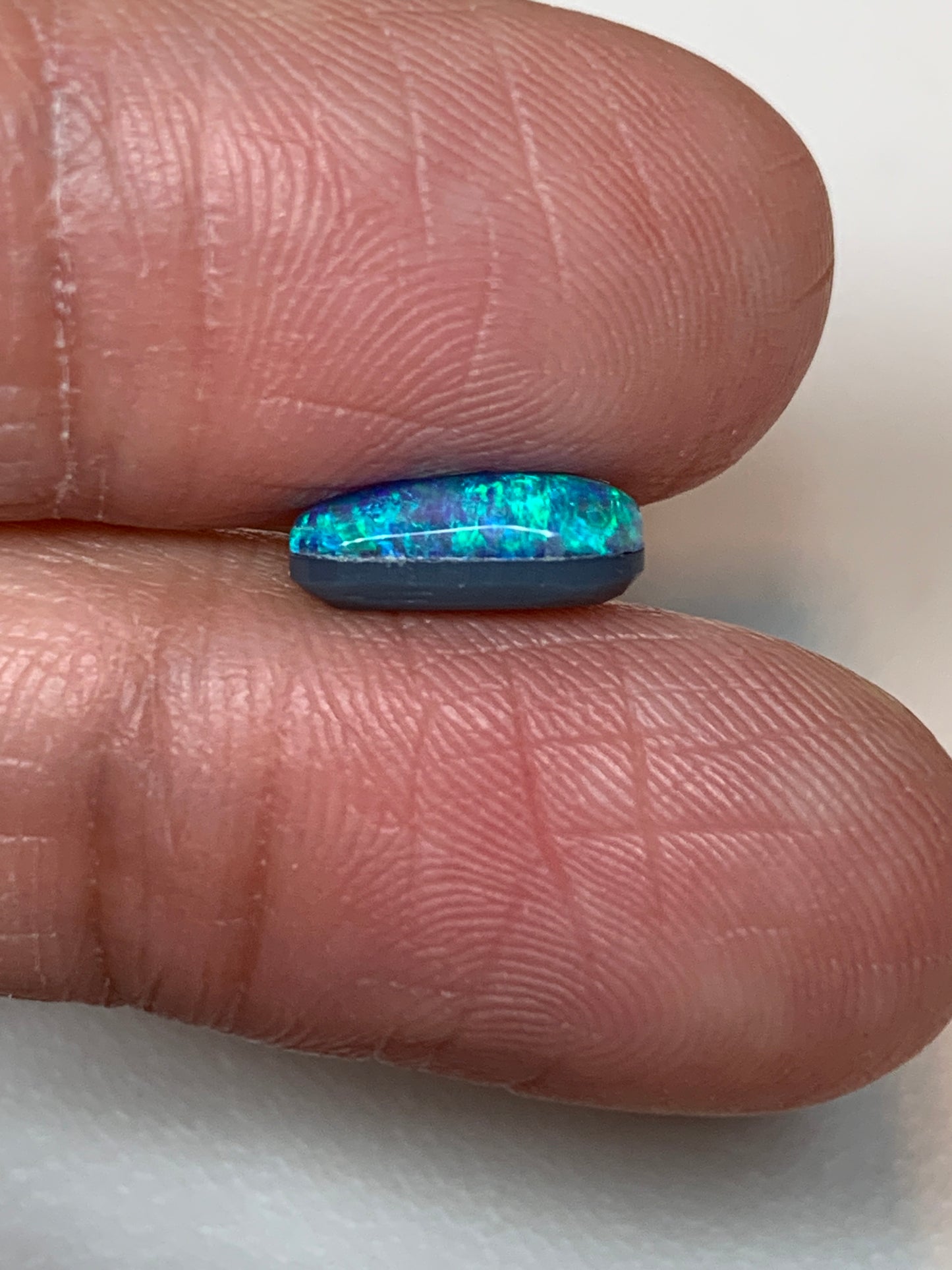 Water Splash. Lightning Ridge Doublet Black Opal. 1.14 Ct