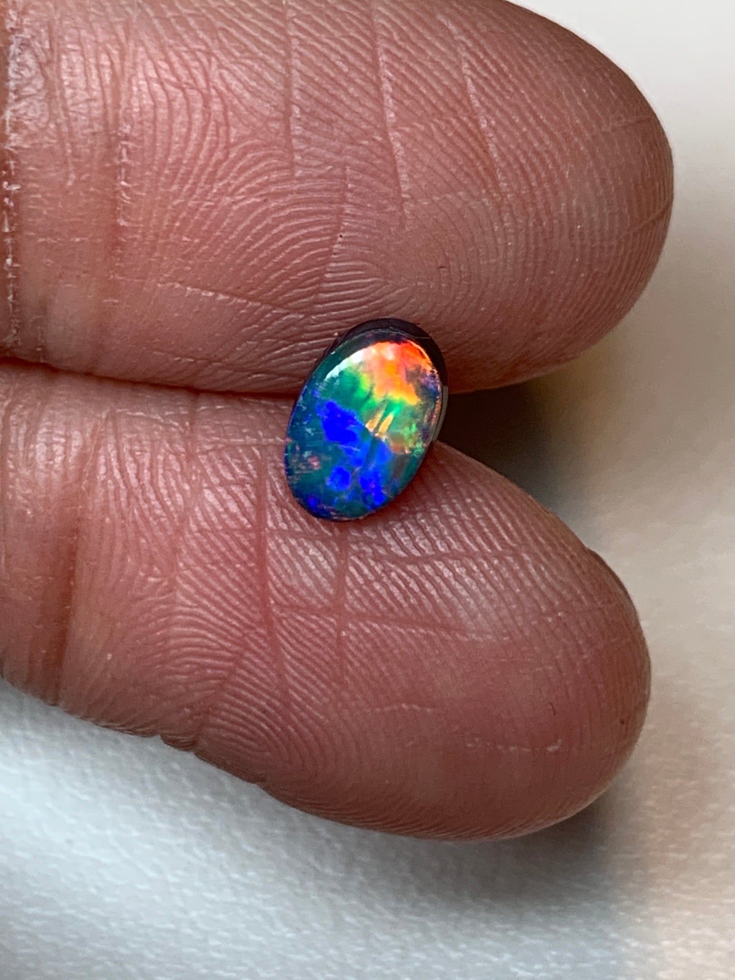 Flower Garden. Lightning Ridge Doublet Black Opal. 0.59 Ct