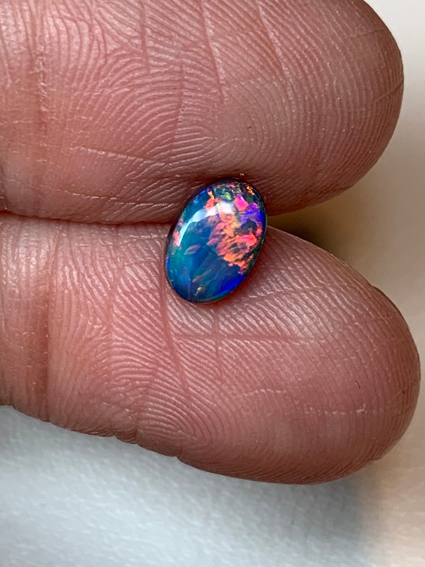 Flower Garden. Lightning Ridge Doublet Black Opal. 0.59 Ct