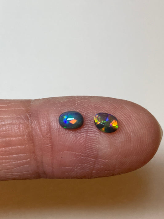 Sesame Surprise. Lightning Ridge Black Opal Pair. 0.37 Ct