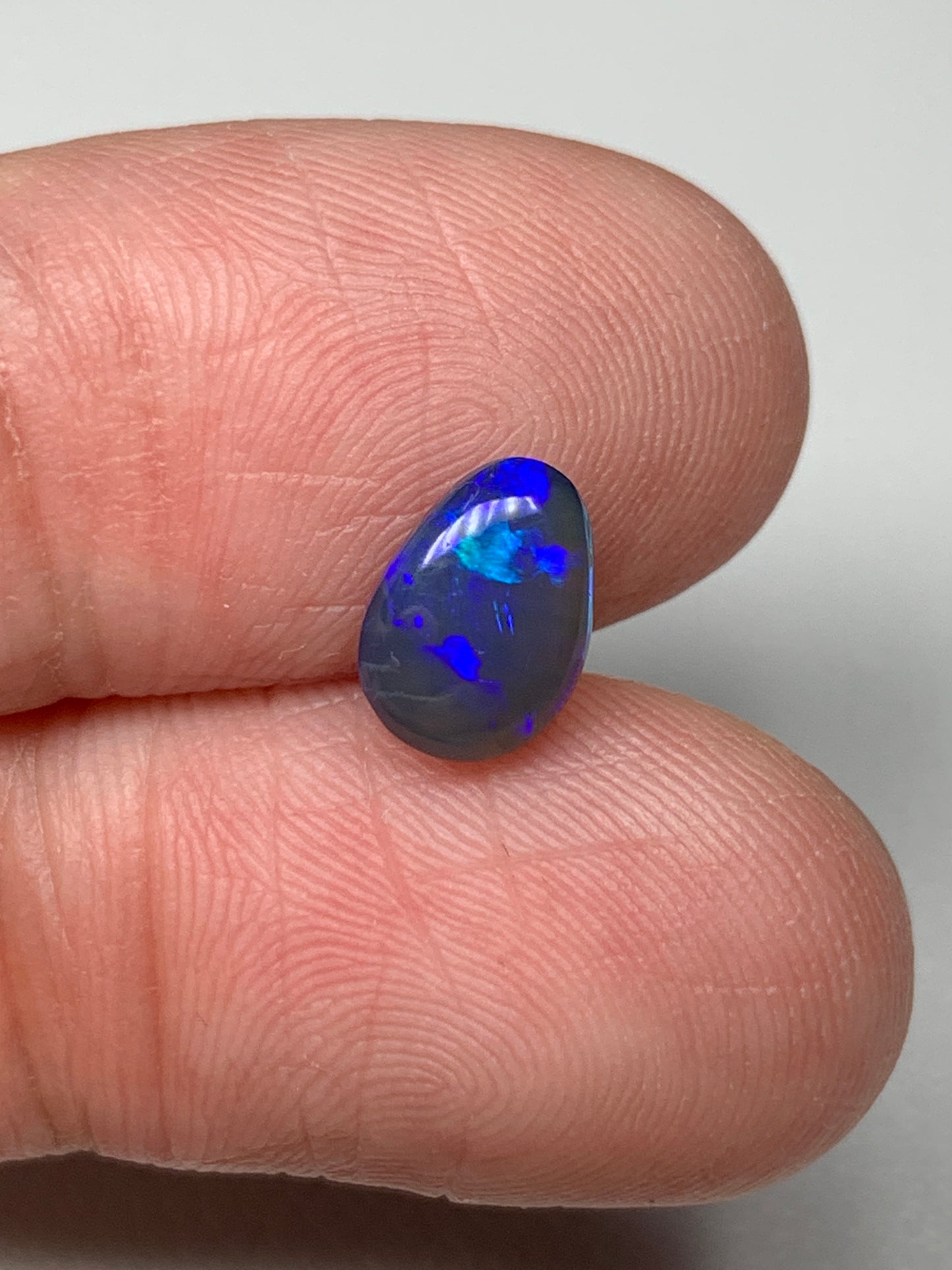Droplet. Lightning Ridge Solid Black Crystal Opal. 1.05 Ct