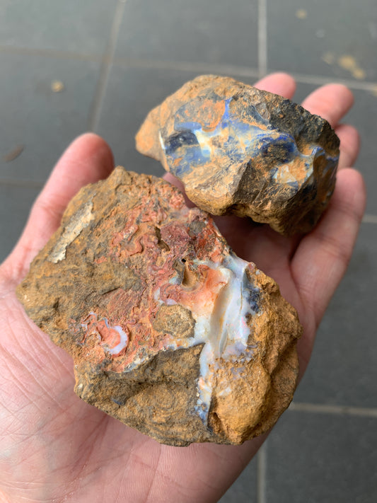 Red Sparkles + Free Rock. Rough Boulder Opal. 267 Grams.