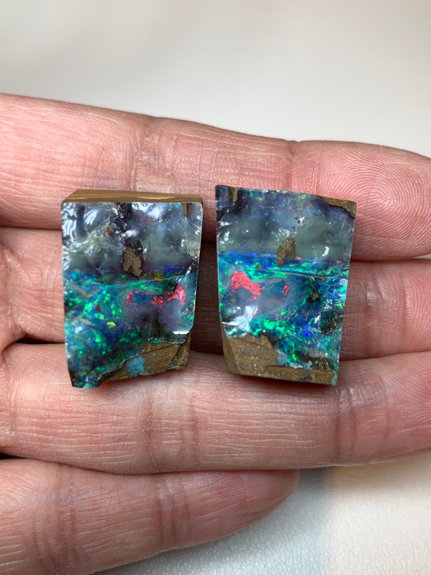 Boulder Opal Split Pair Rubs. 17.2 Grams