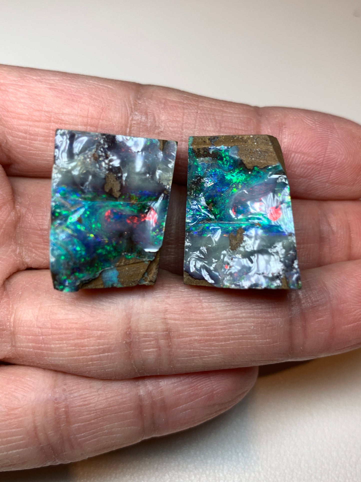 Boulder Opal Split Pair Rubs. 17.2 Grams