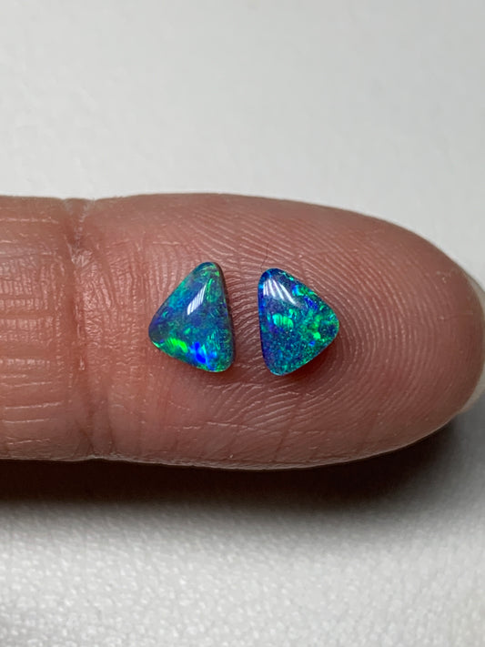 Stylish Set. Solid Boulder Opal Pair. 0.90 Ct