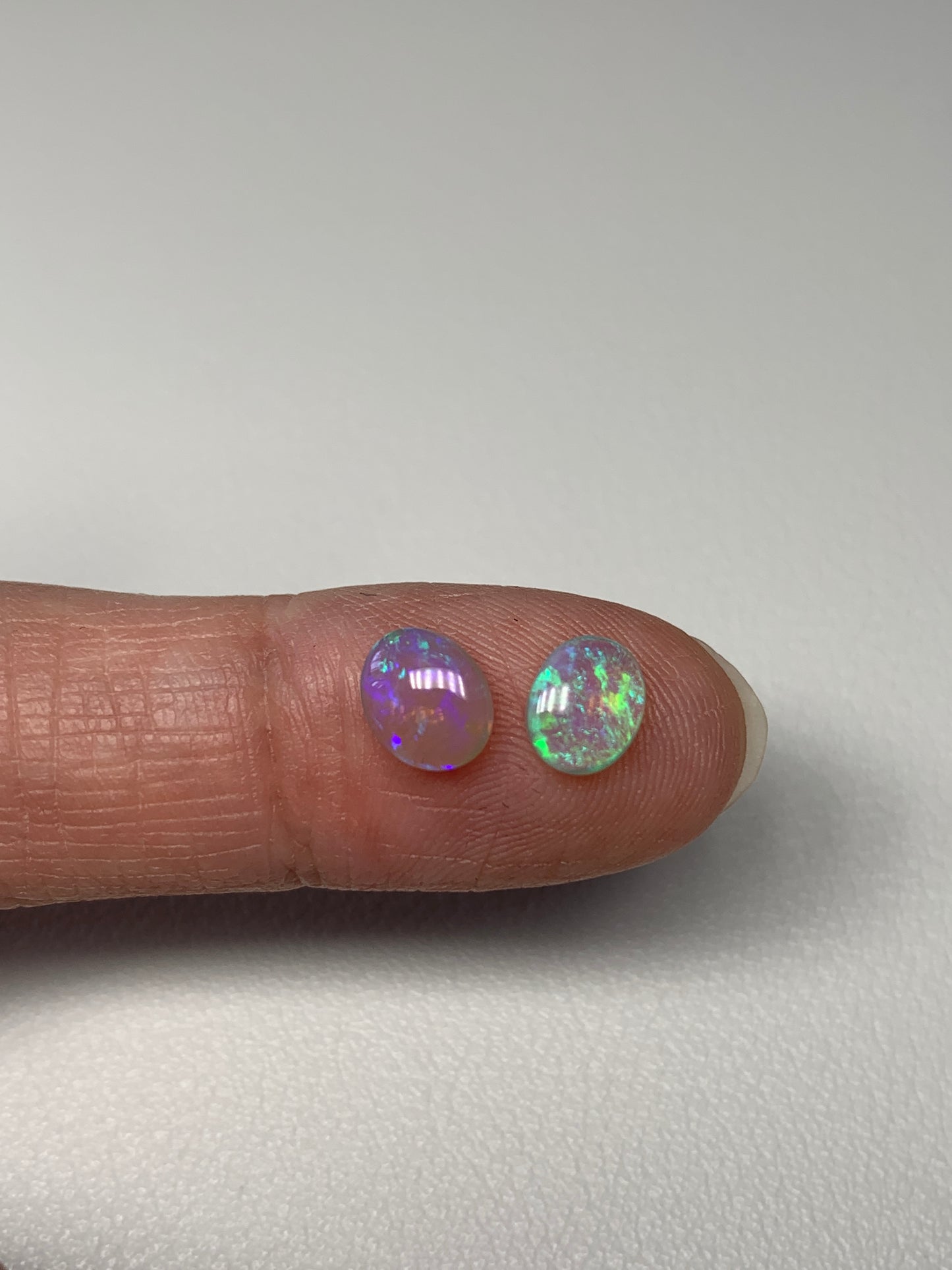 Bright Crystals. Lightning Ridge Opal Pair. 1.16 Ct