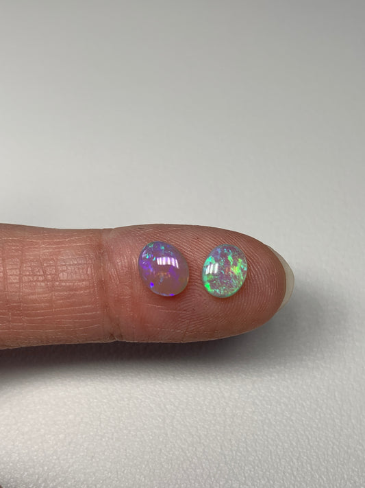 Bright Crystals. Lightning Ridge Opal Pair. 1.16 Ct