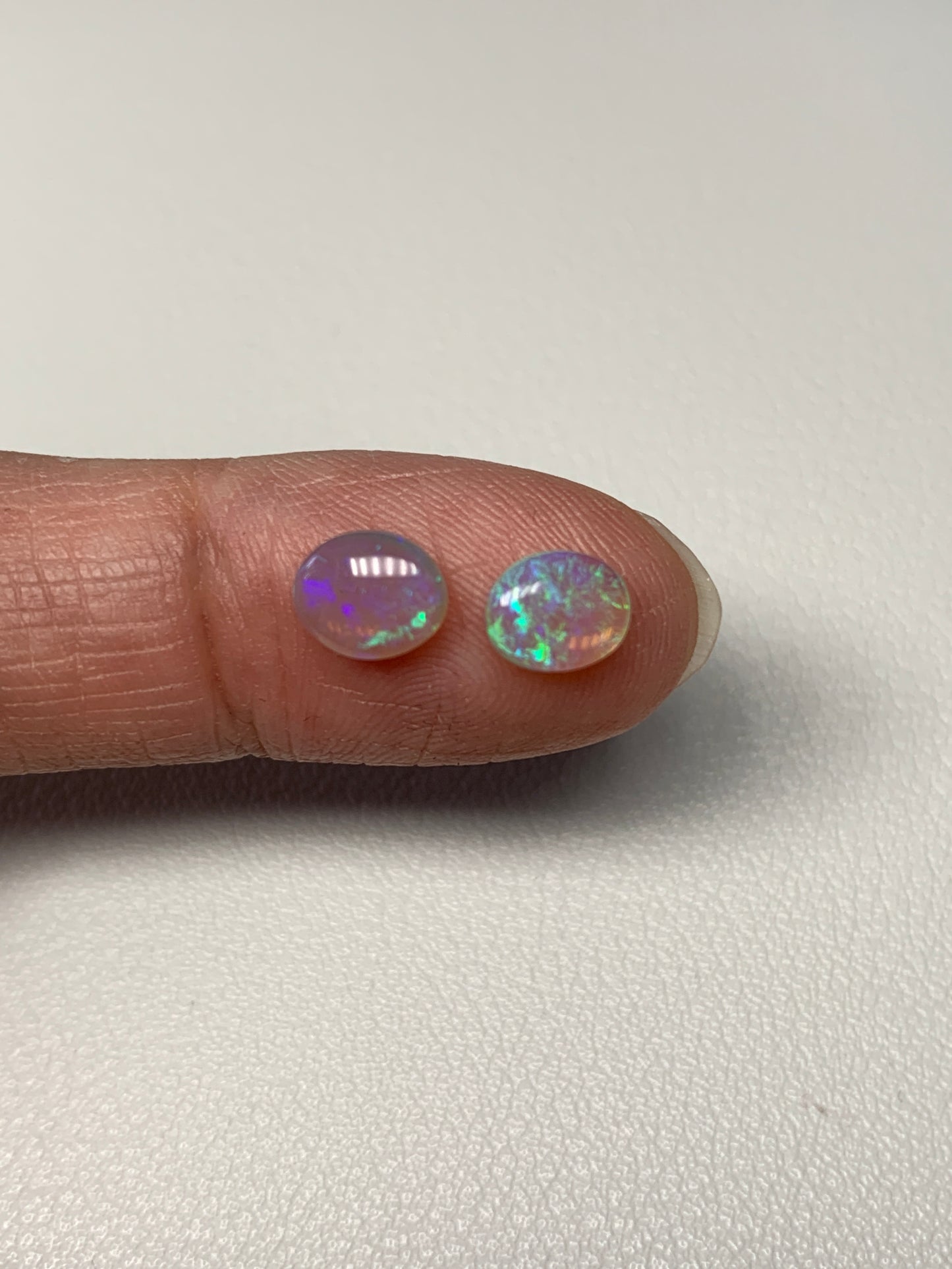 Bright Crystals. Lightning Ridge Opal Pair. 1.16 Ct
