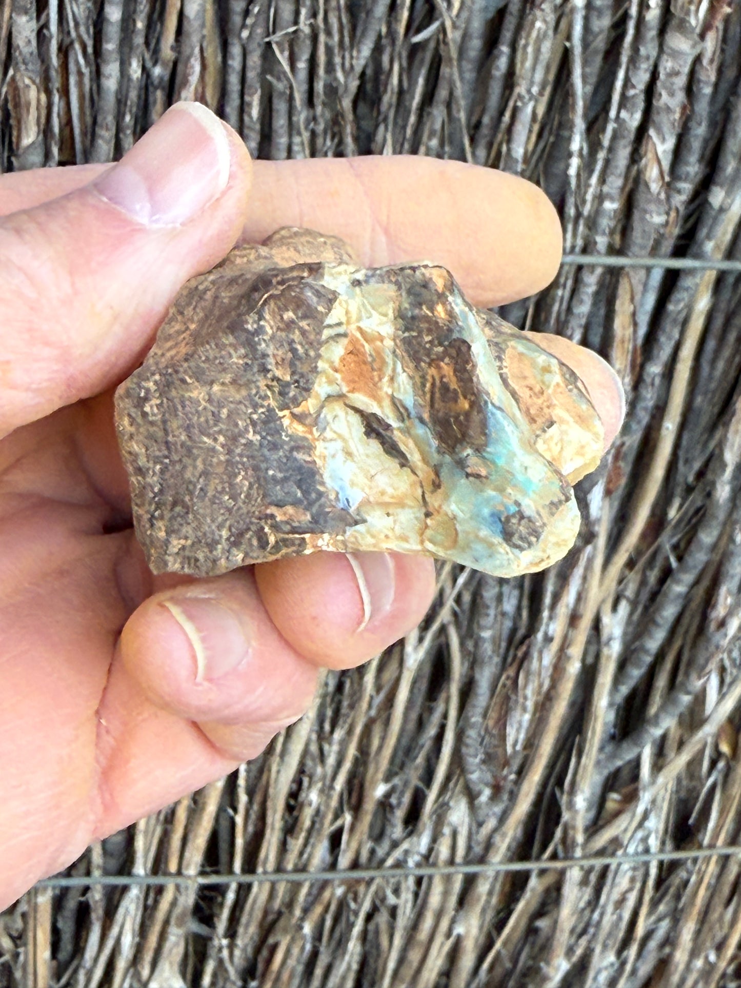 Snowy Peaks. Rough Boulder Opal Rock. 137 Grams