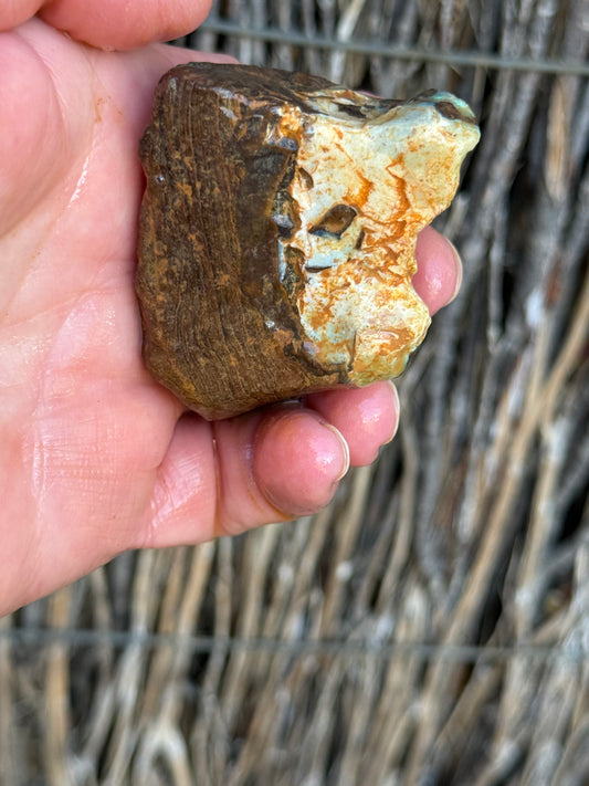 Snowy Peaks. Rough Boulder Opal Rock. 137 Grams