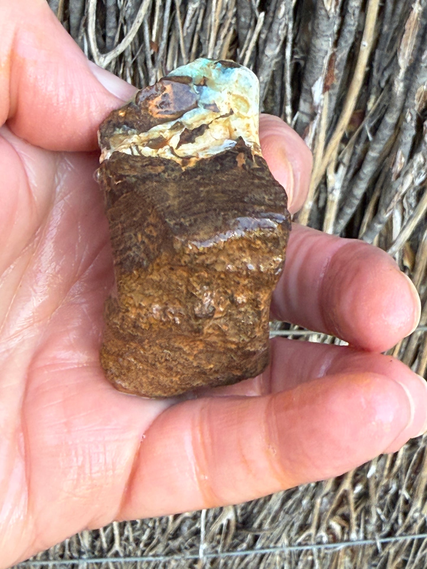 Snowy Peaks. Rough Boulder Opal Rock. 137 Grams