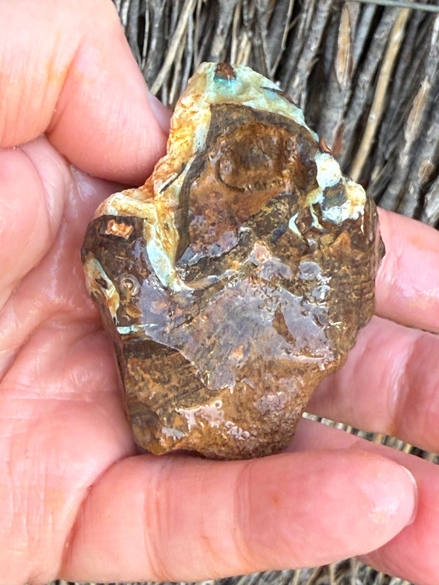 Snowy Peaks. Rough Boulder Opal Rock. 137 Grams