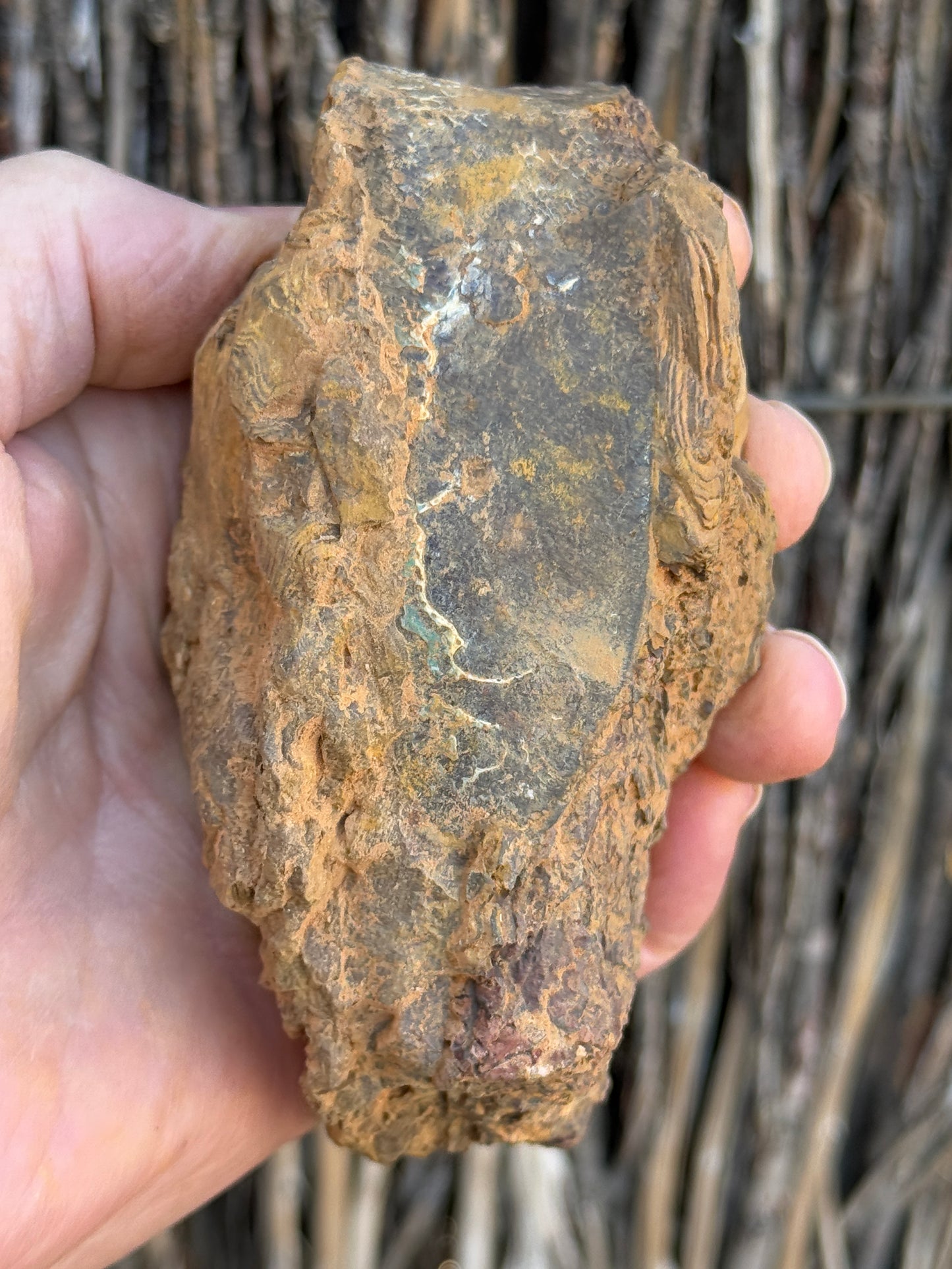 Green Waves. Rough Boulder Opal Rock. 589 Grams