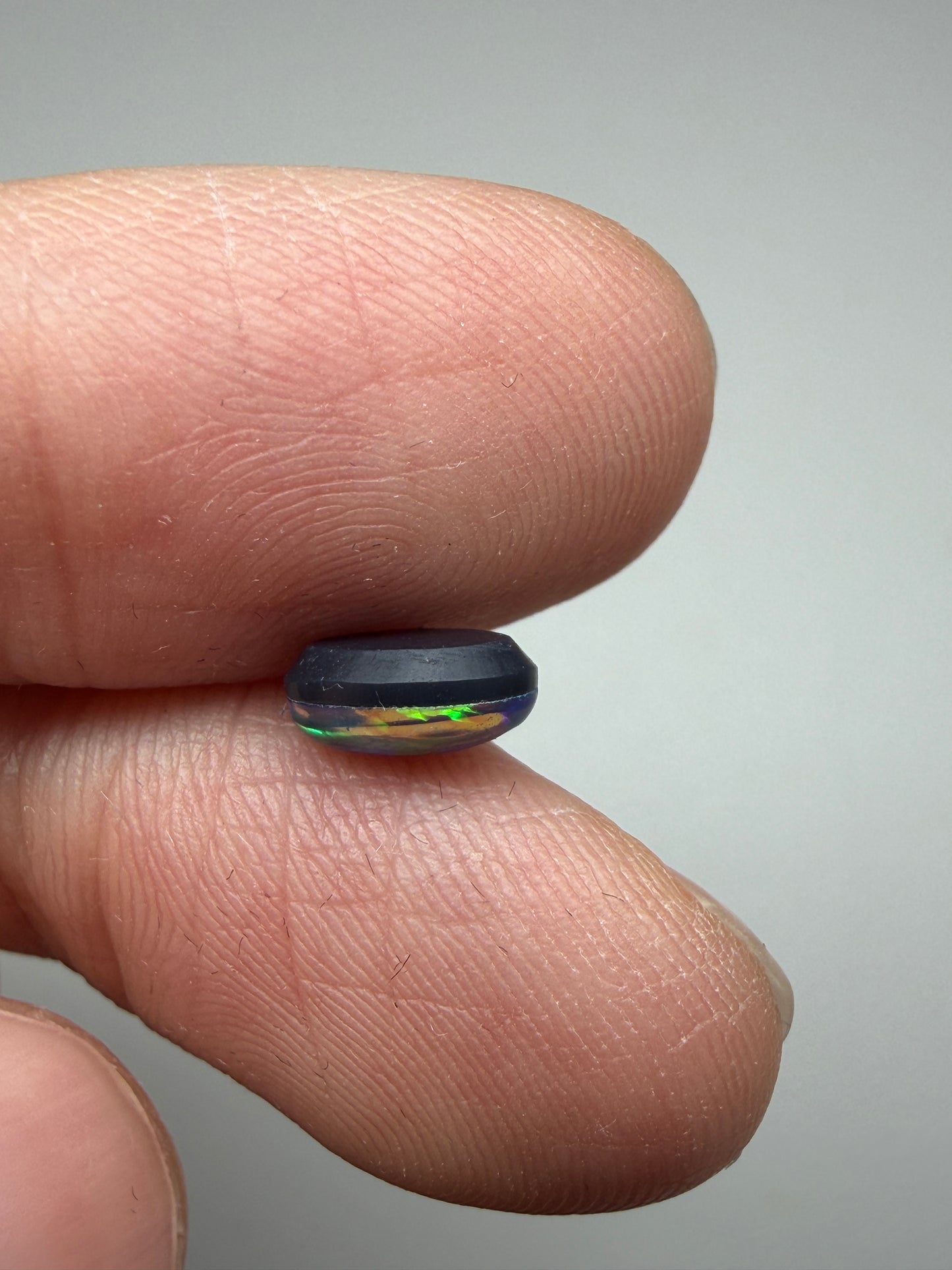 Green Glow. Lightning Ridge Doublet Black Opal. 0.80 Ct