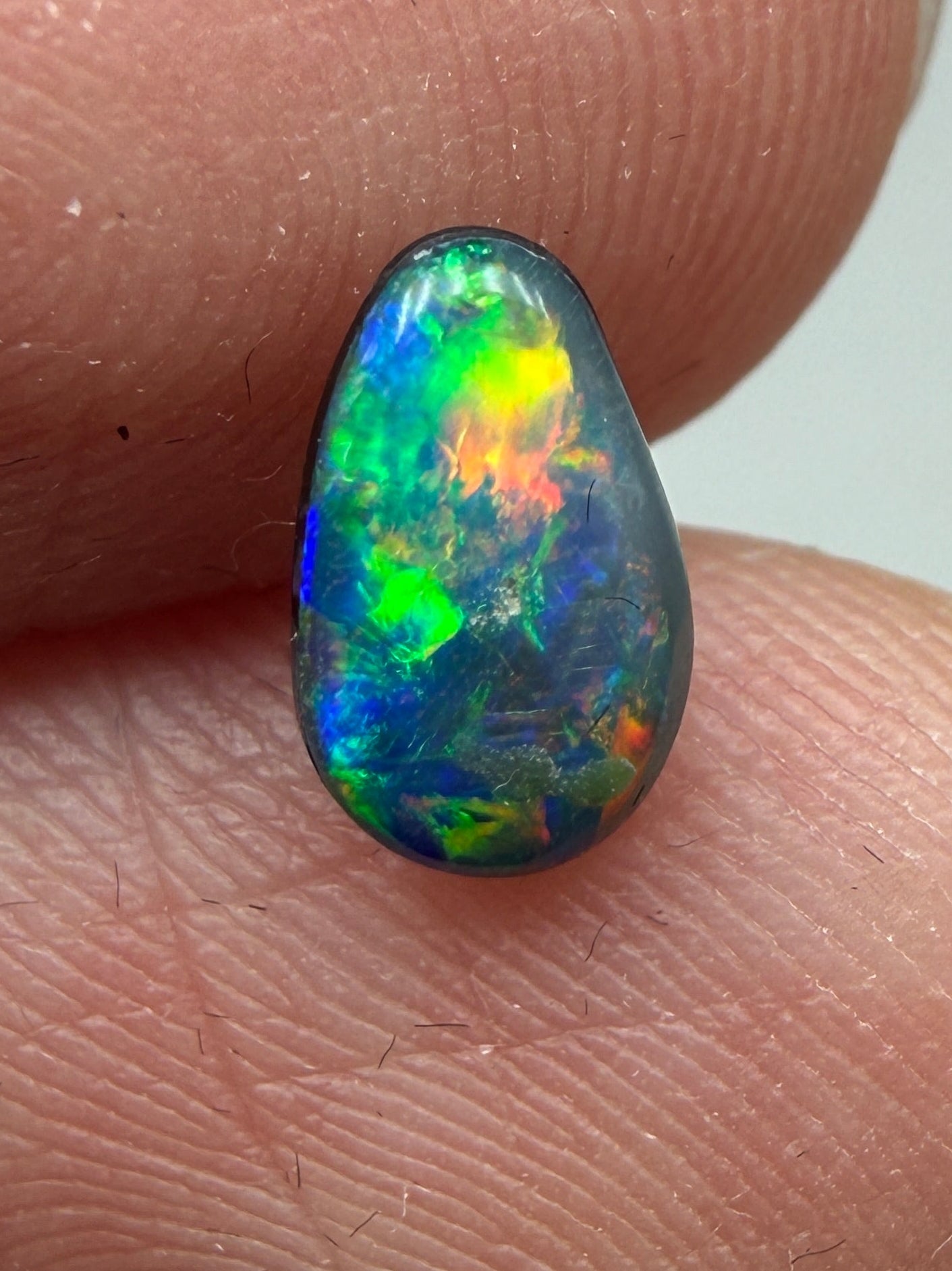Forest Fall. Lightning Ridge Doublet Black Opal. 0.48 Ct