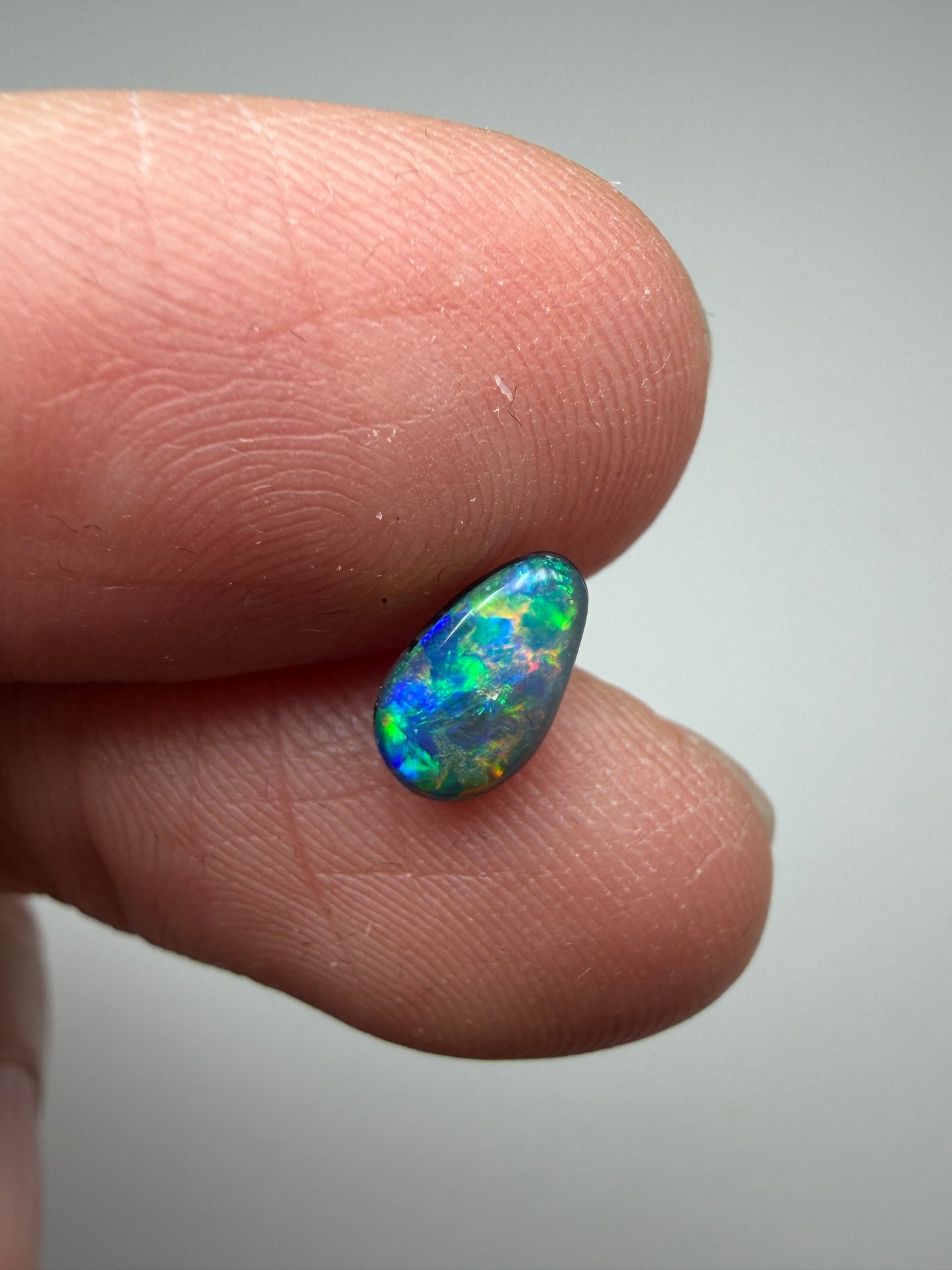 Forest Fall. Lightning Ridge Doublet Black Opal. 0.48 Ct