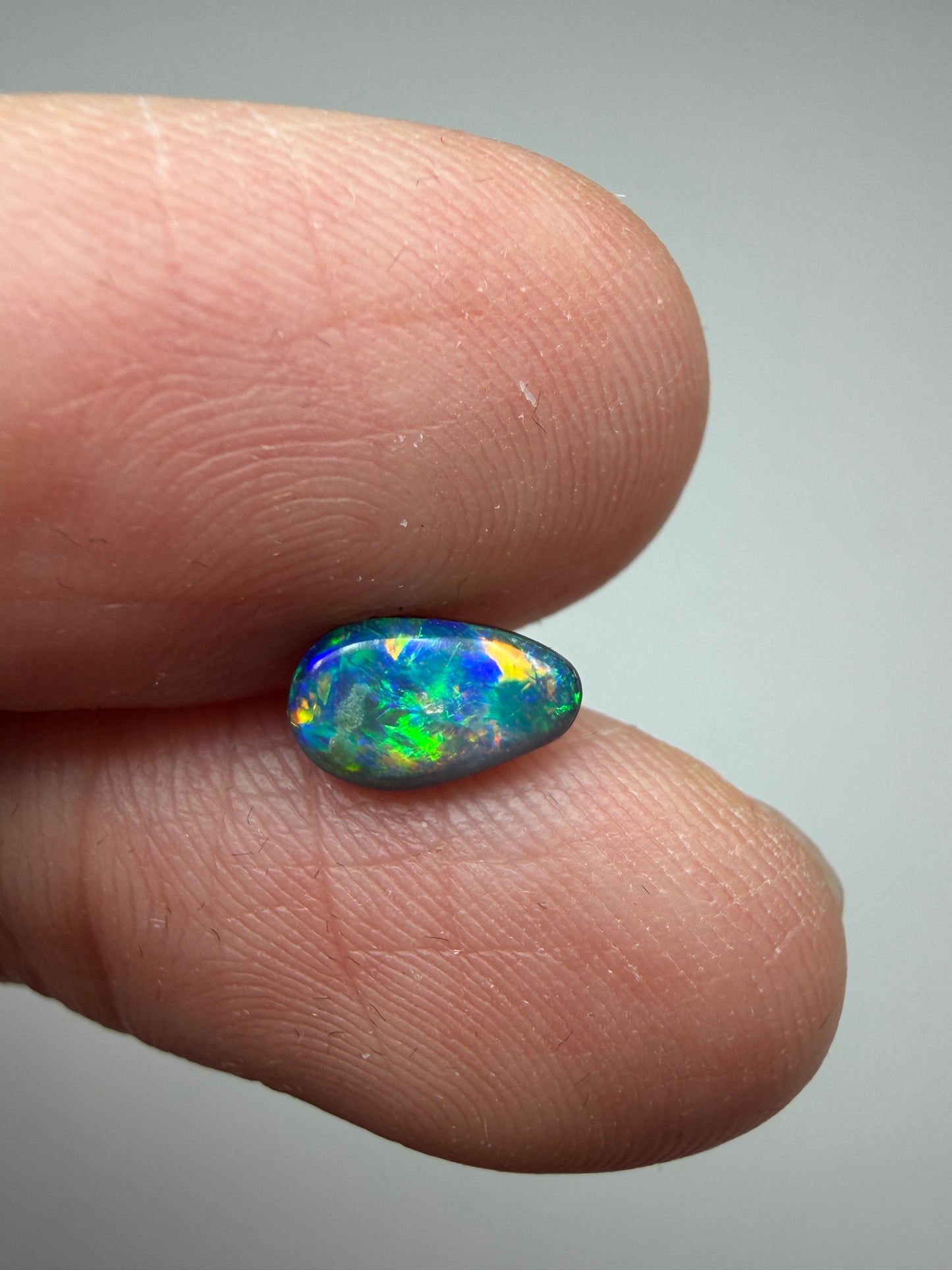Forest Fall. Lightning Ridge Doublet Black Opal. 0.48 Ct