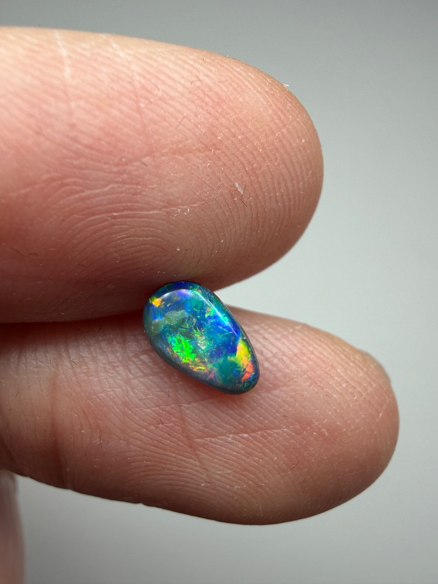 Forest Fall. Lightning Ridge Doublet Black Opal. 0.48 Ct