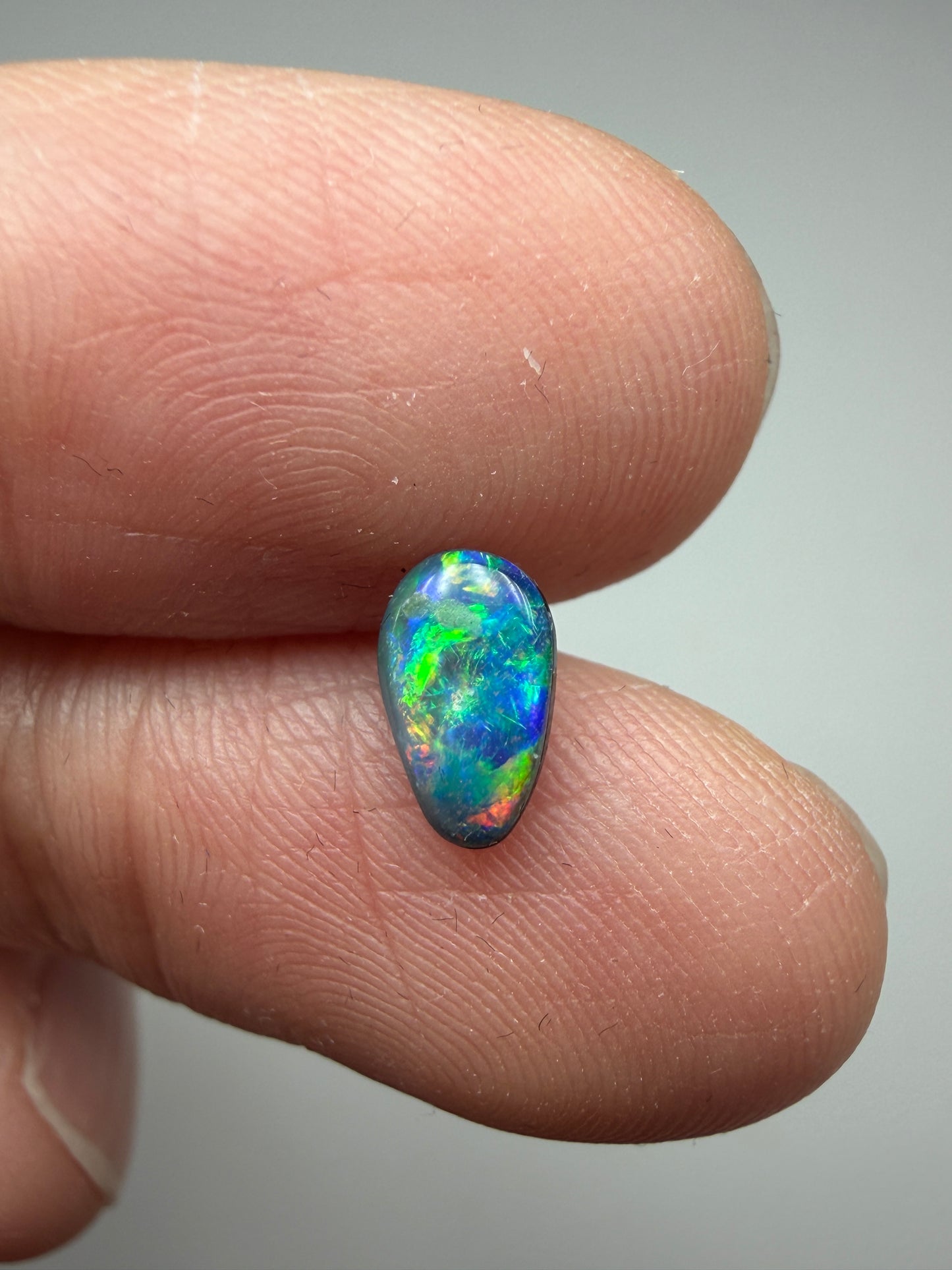 Forest Fall. Lightning Ridge Doublet Black Opal. 0.48 Ct