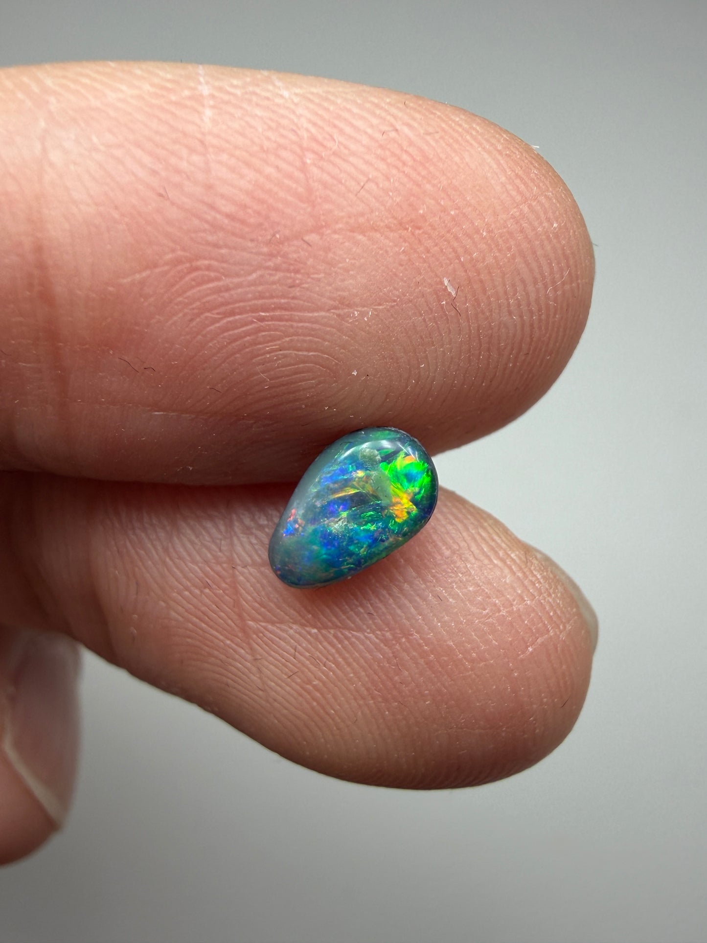 Forest Fall. Lightning Ridge Doublet Black Opal. 0.48 Ct