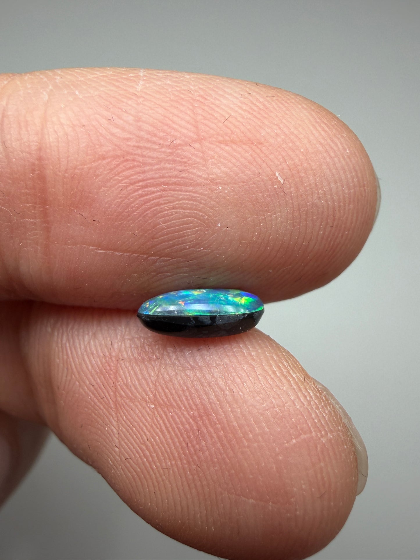 Forest Fall. Lightning Ridge Doublet Black Opal. 0.48 Ct
