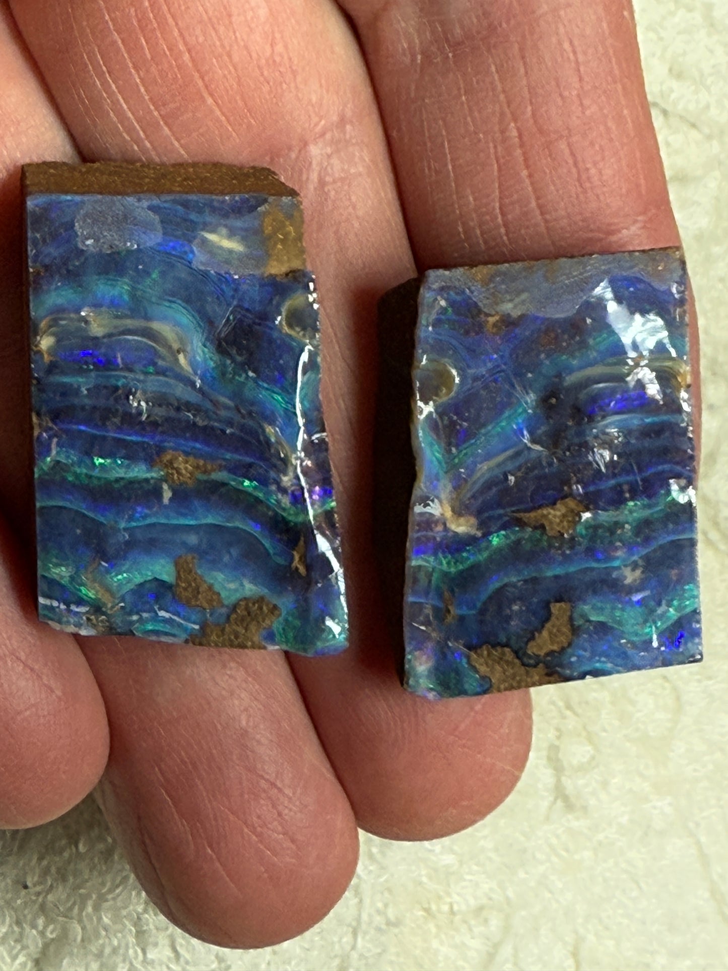 Split Pair Boulder Opal Rubs. 100 Carats
