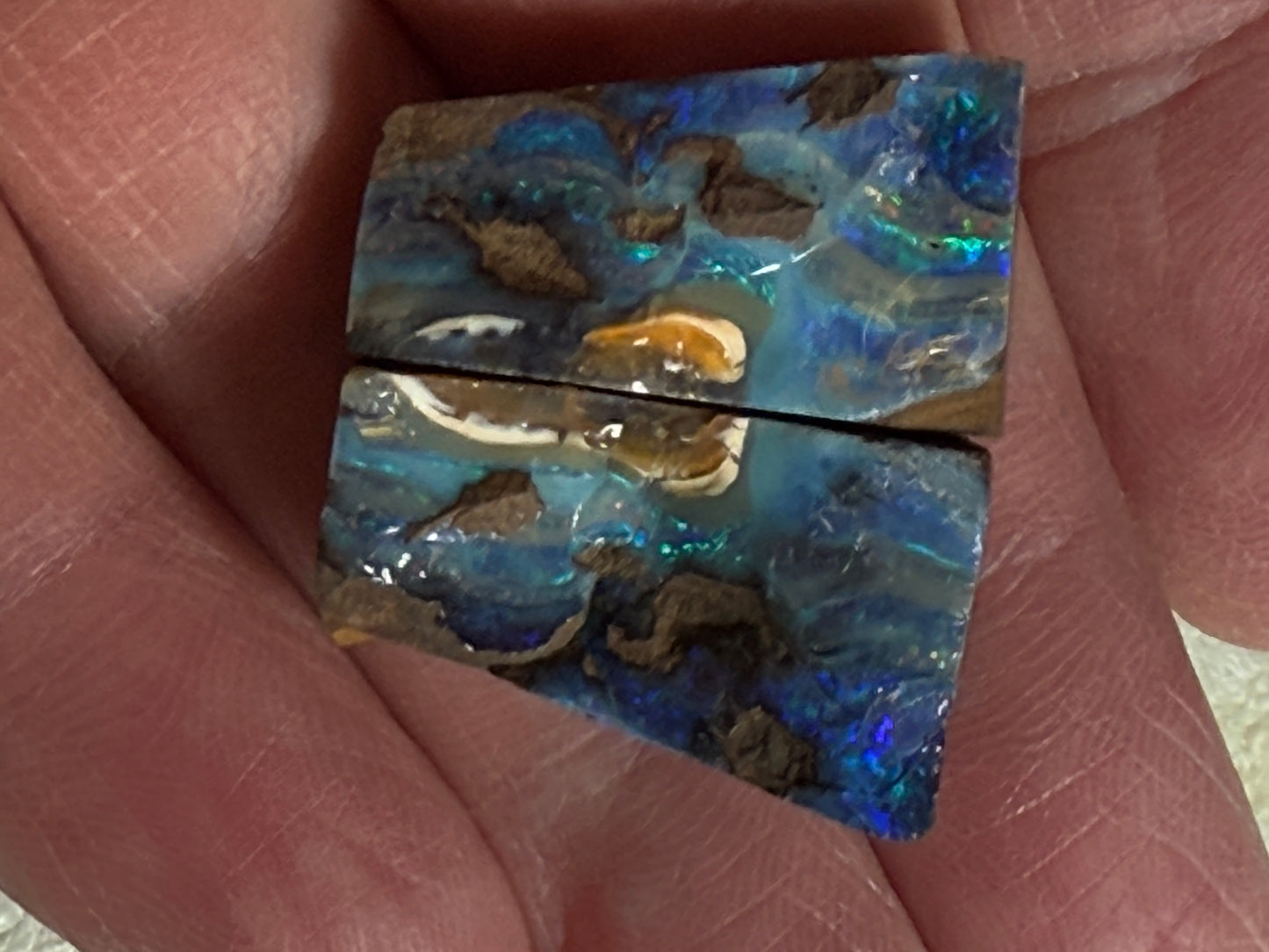 Split Pair Boulder Opal Rubs. 42 Carats