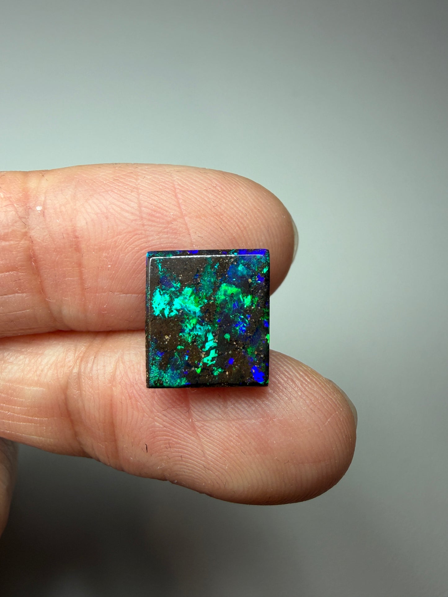 Matrix Squares. Solid Boulder Opal Pair. 9.00 Ct