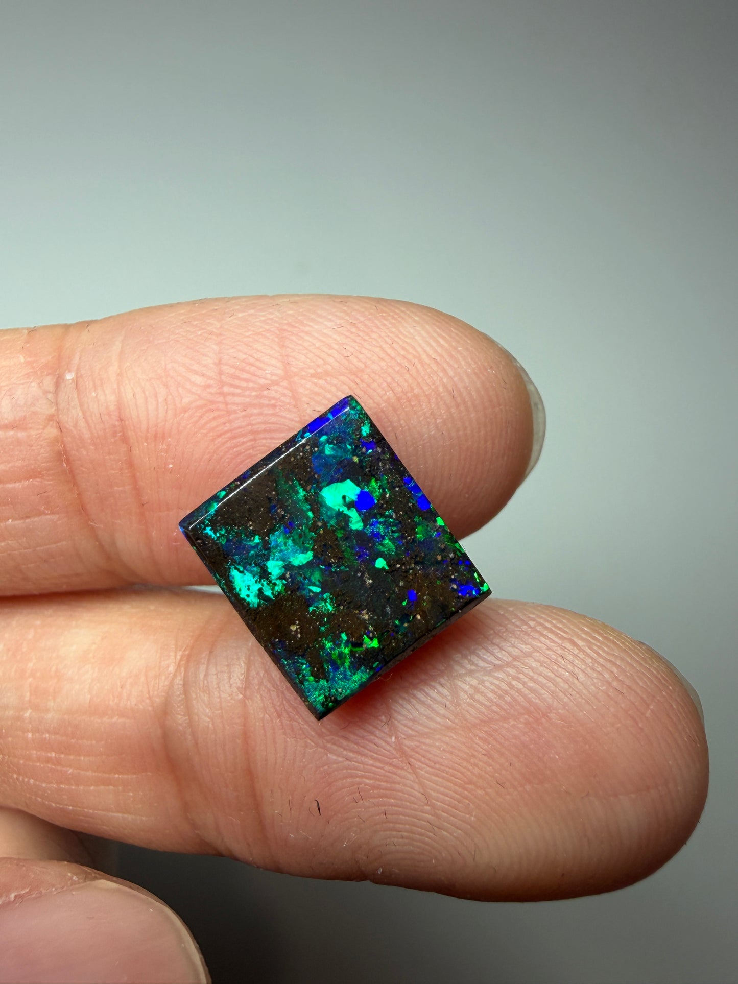 Matrix Squares. Solid Boulder Opal Pair. 9.00 Ct