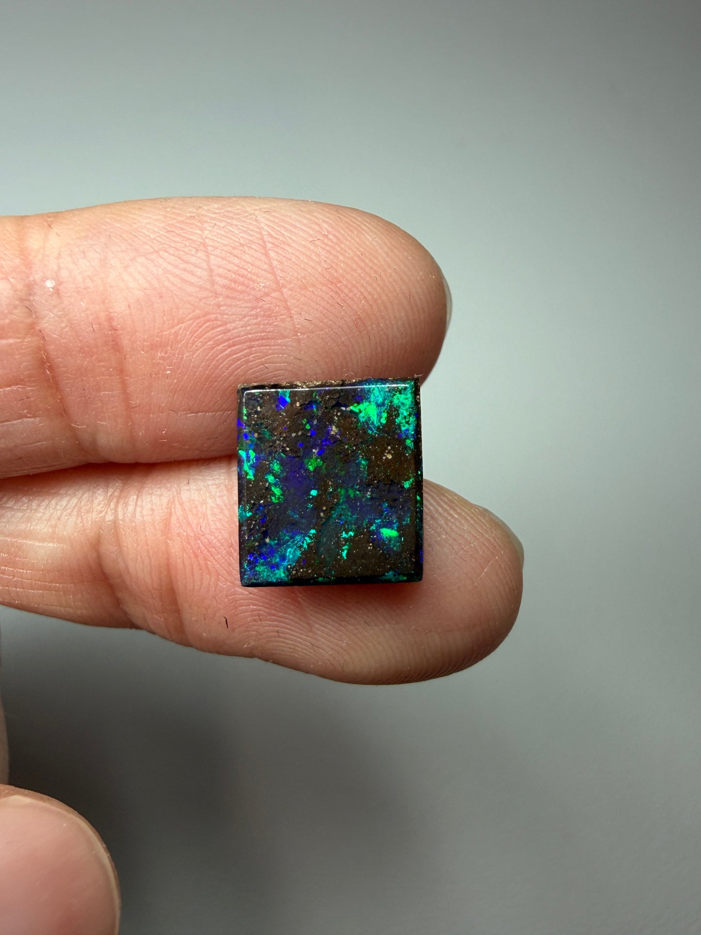 Matrix Squares. Solid Boulder Opal Pair. 9.00 Ct