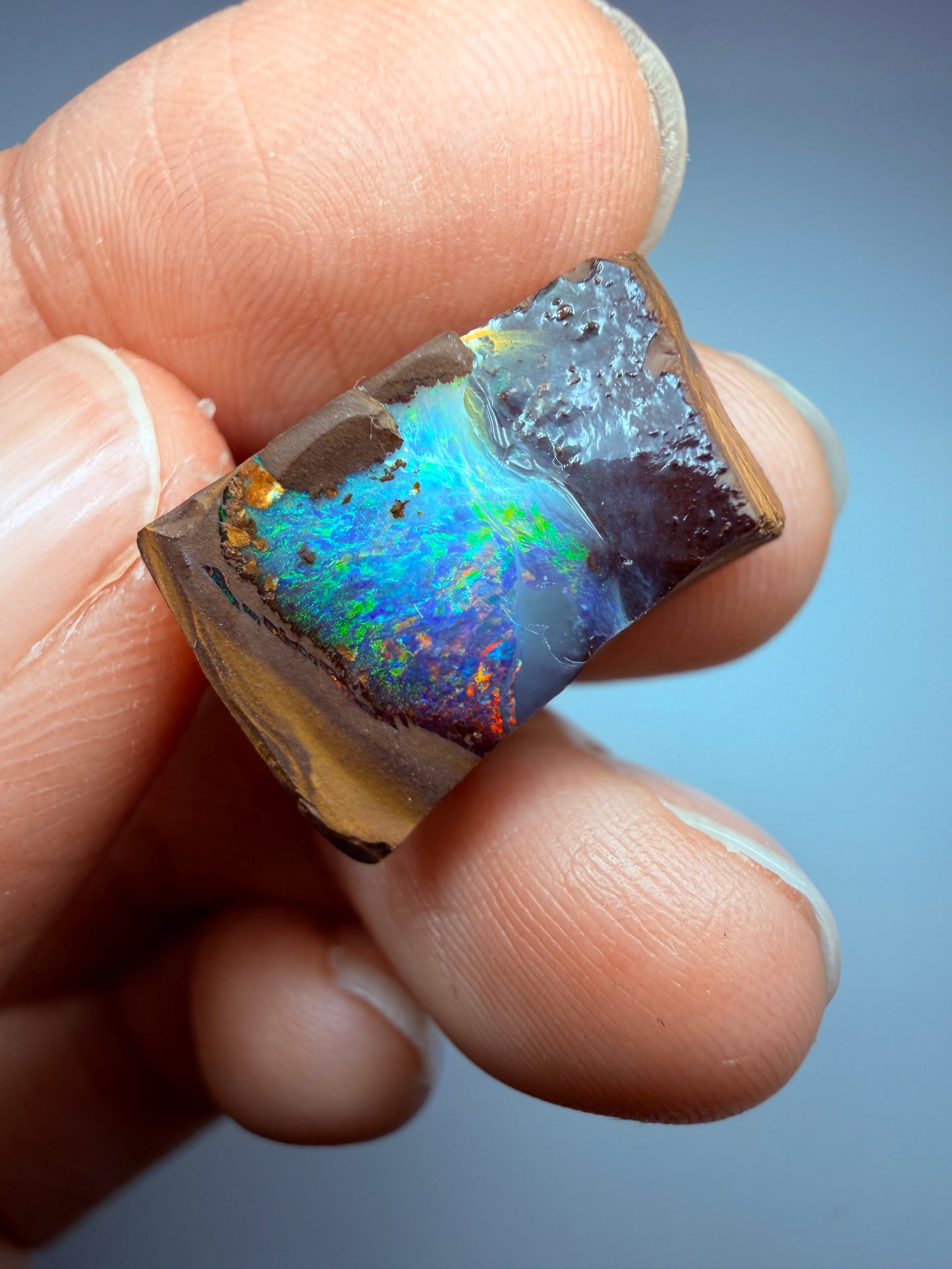 Boulder Opal Natural Single Split. 20.60 Carats