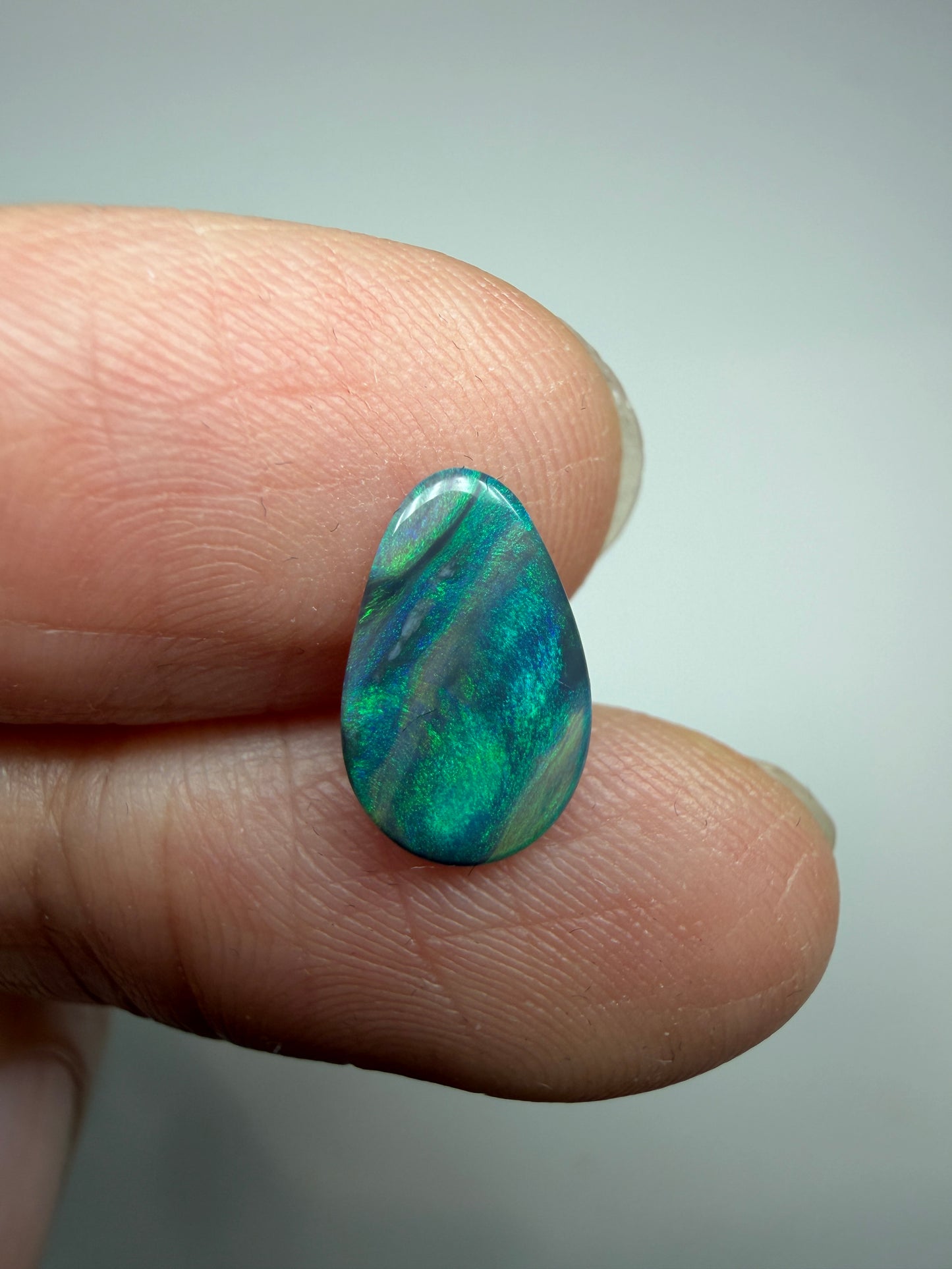 Picture Lines. Lightning Ridge Solid Black Opal. 0.77 Ct
