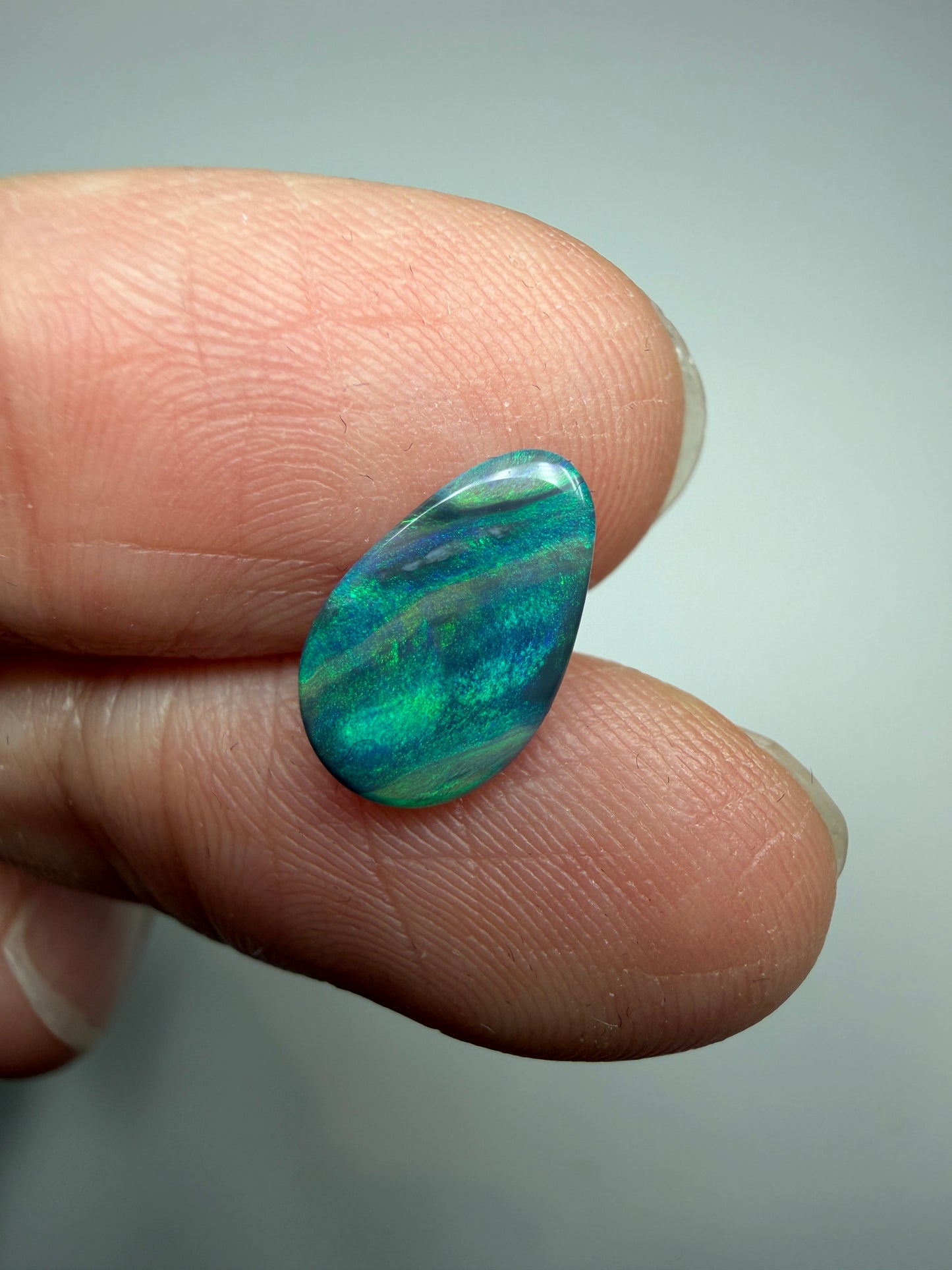 Picture Lines. Lightning Ridge Solid Black Opal. 0.77 Ct