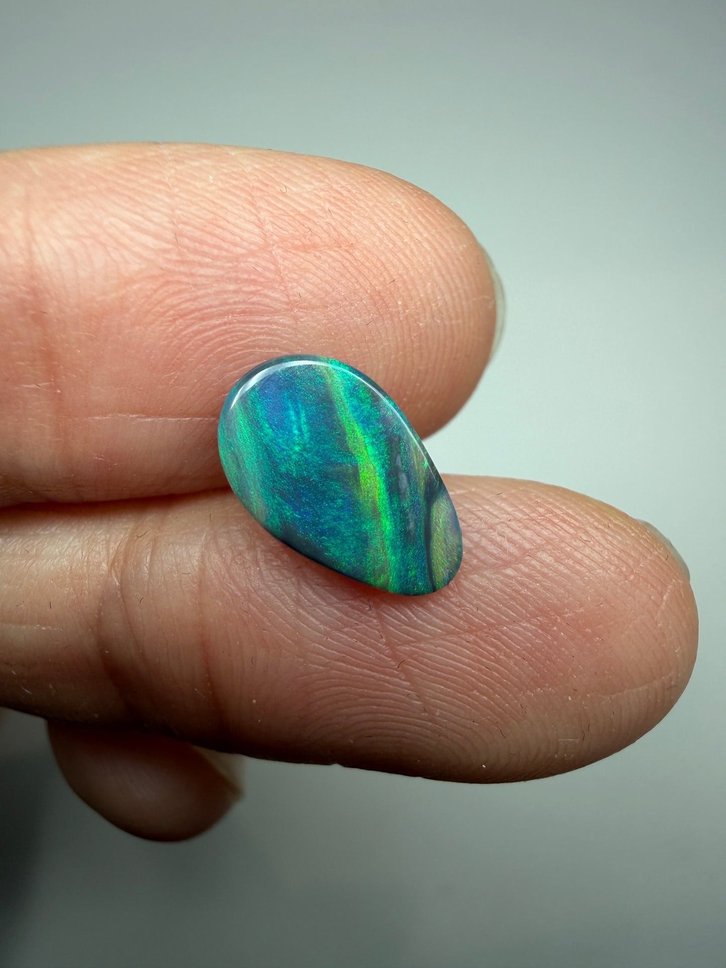 Picture Lines. Lightning Ridge Solid Black Opal. 0.77 Ct