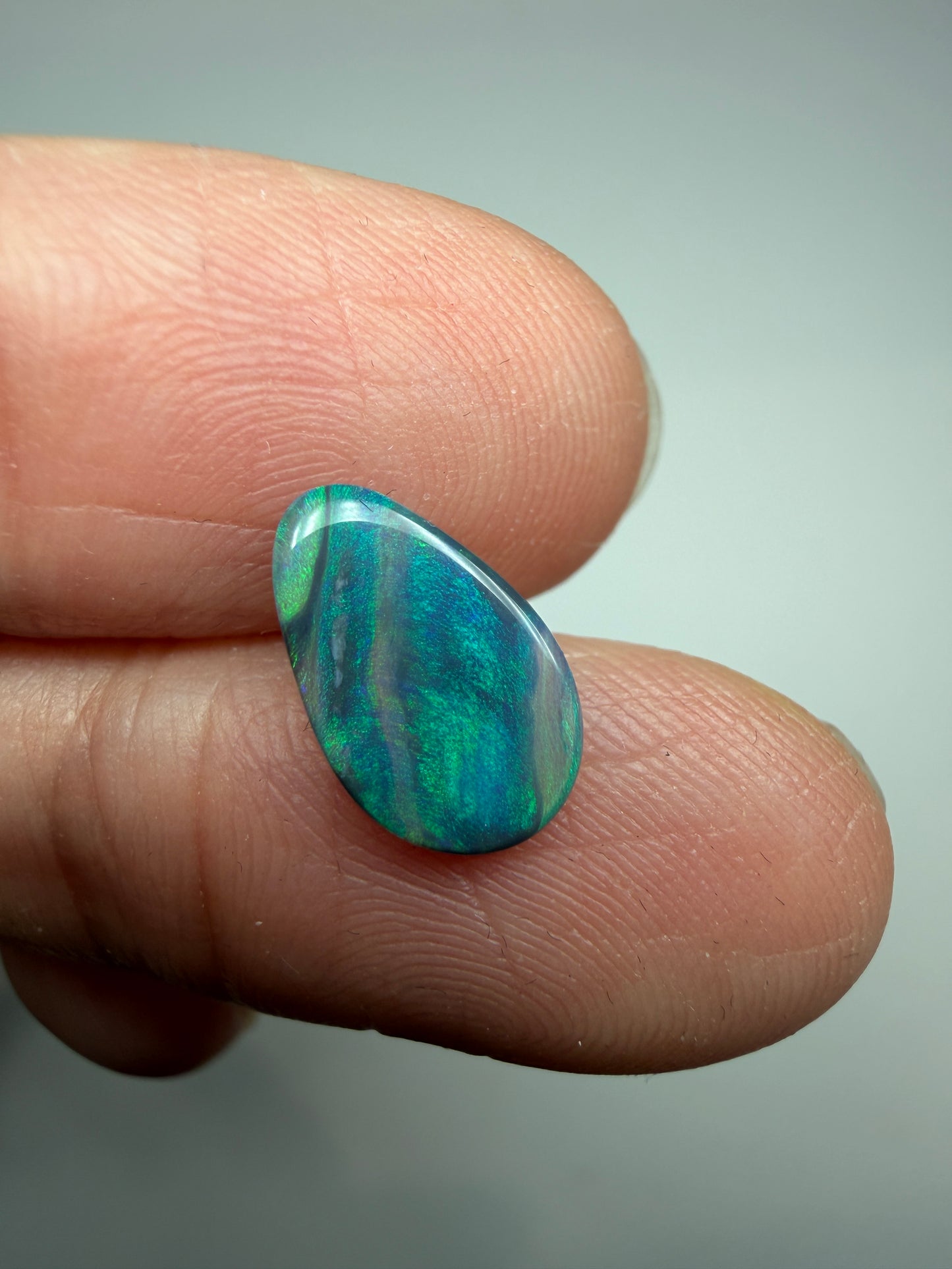 Picture Lines. Lightning Ridge Solid Black Opal. 0.77 Ct