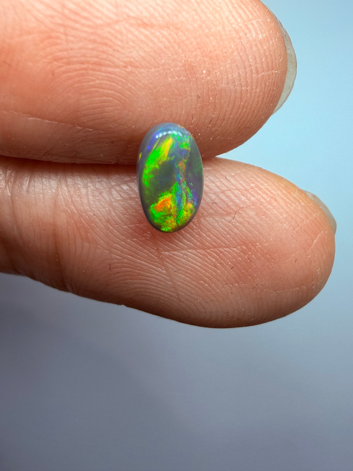 Garden Setting. Lightning Ridge Solid Black Opal. 0.48 Ct