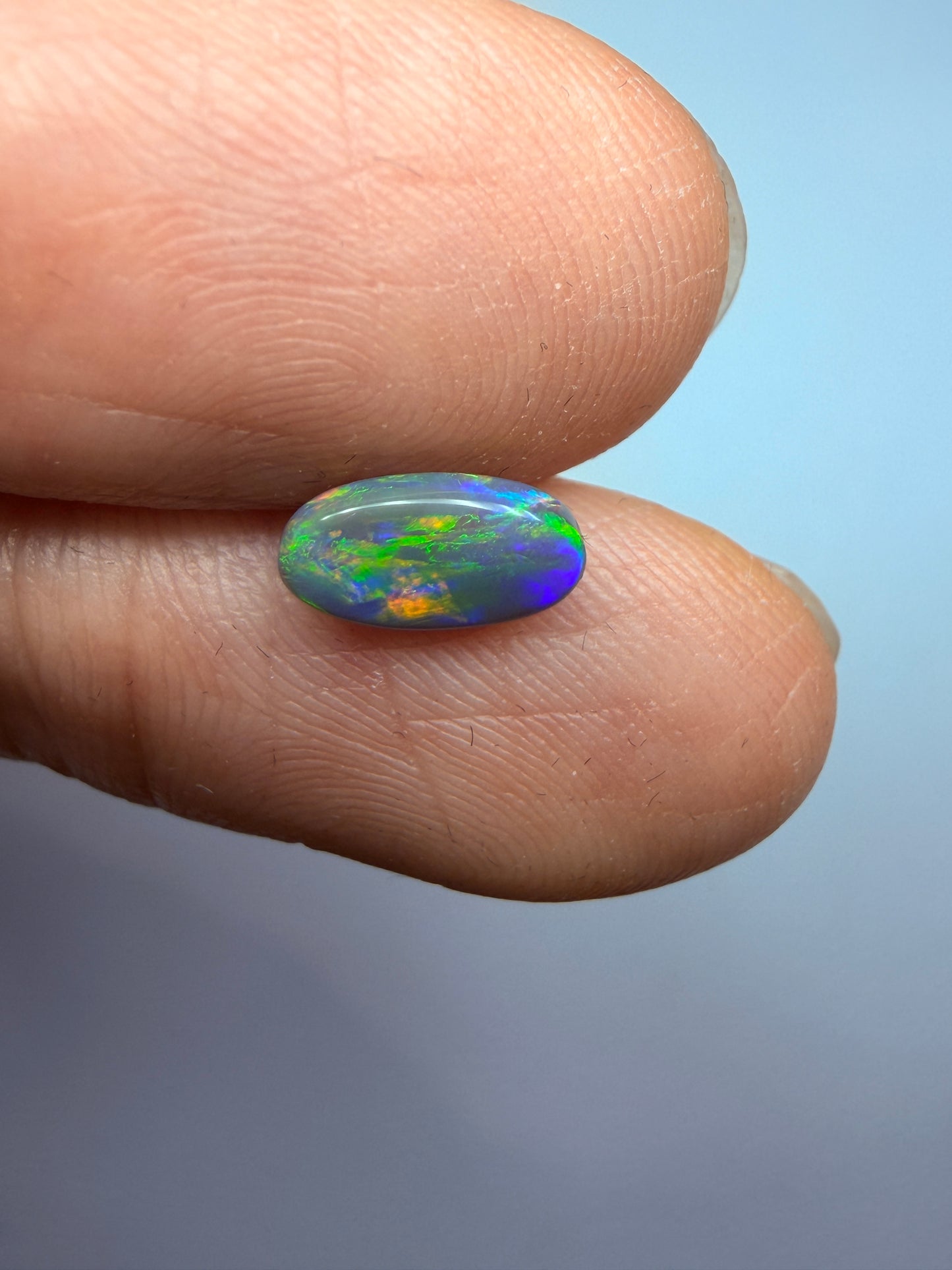 Garden Setting. Lightning Ridge Solid Black Opal. 0.48 Ct