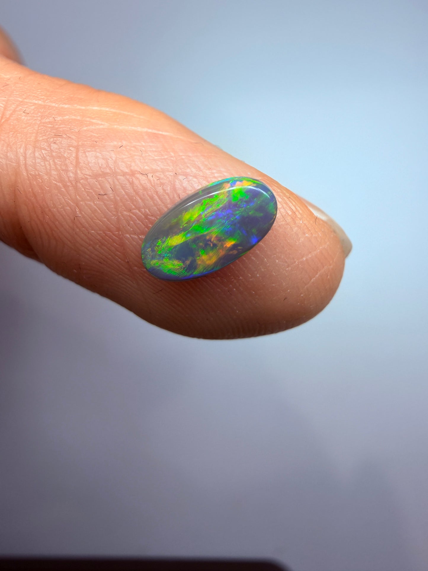Garden Setting. Lightning Ridge Solid Black Opal. 0.48 Ct