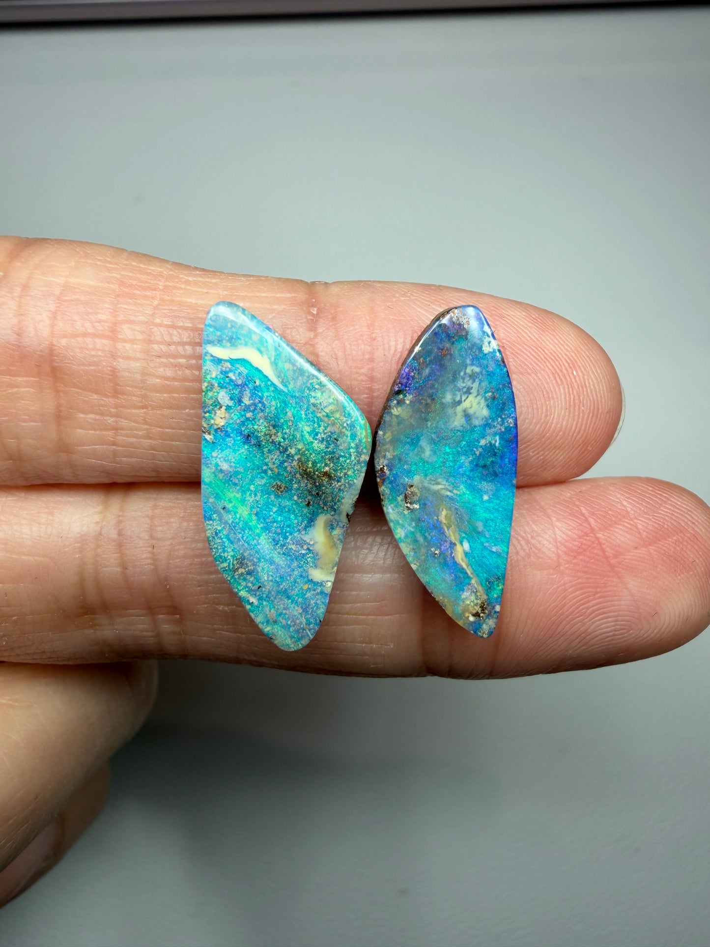 Designer Set. Solid Boulder Opal Pair. 9.90 Ct